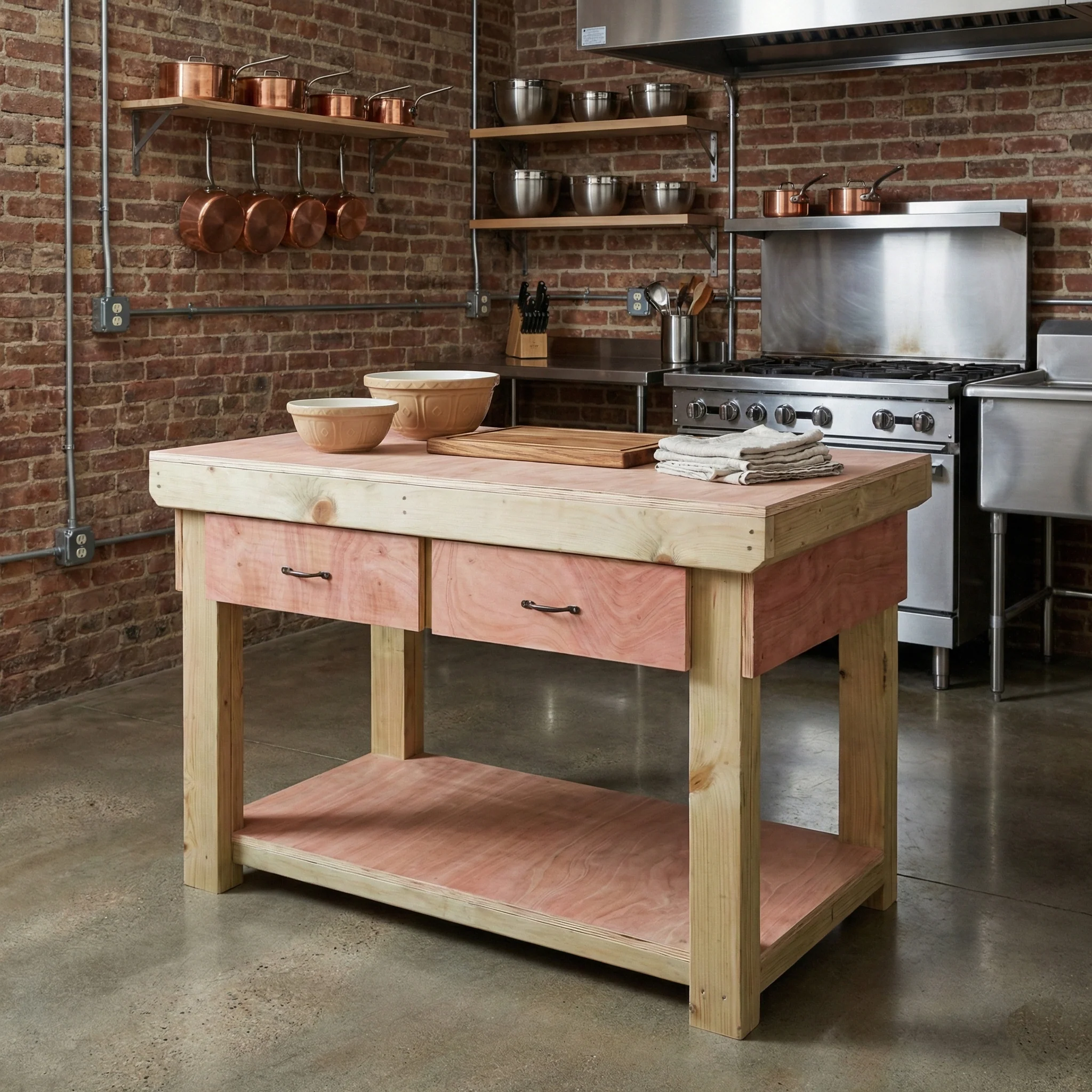 Wooden Eucalyptus hardwood workbench, tool cabinet with drawer (V.1) - Image 8