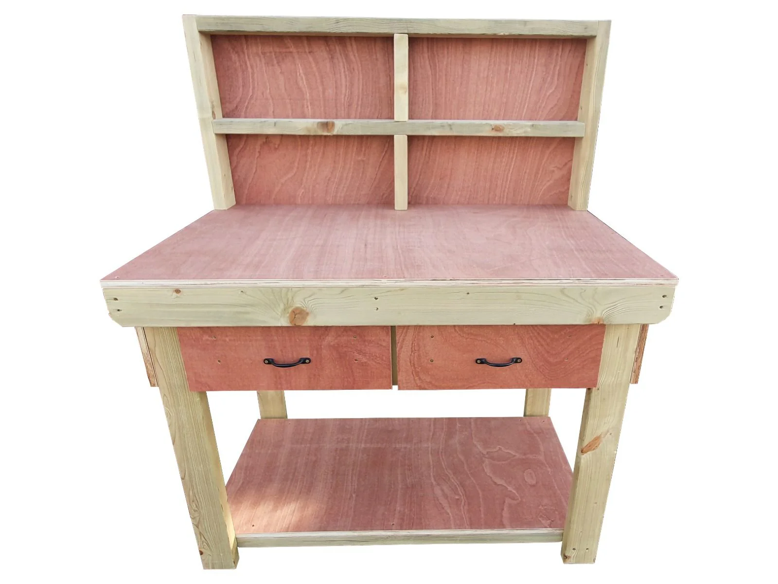 Wooden Eucalyptus hardwood workbench, tool cabinet with drawer (V.1) with back - Image 20