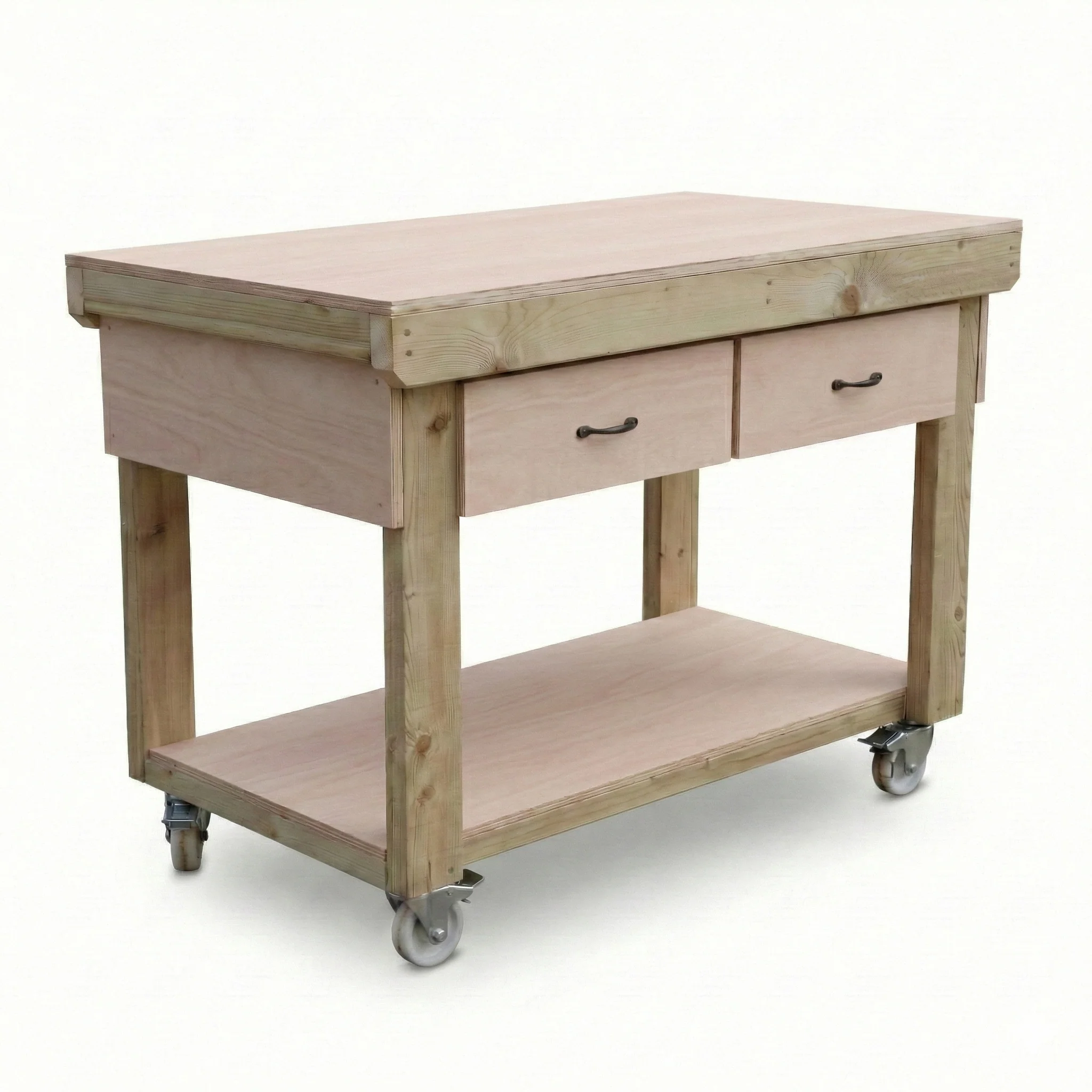 Wooden Eucalyptus hardwood workbench, tool cabinet with drawer (V.1) with wheels - Image 13