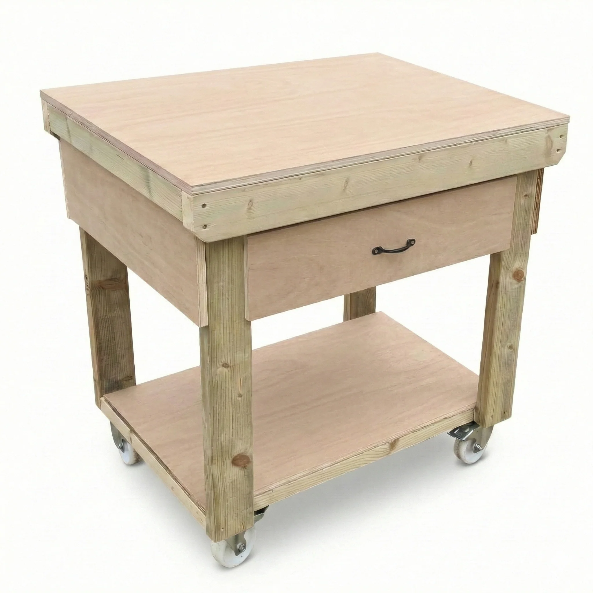 Wooden Eucalyptus hardwood workbench, tool cabinet with drawer (V.1) with wheels - Image 14