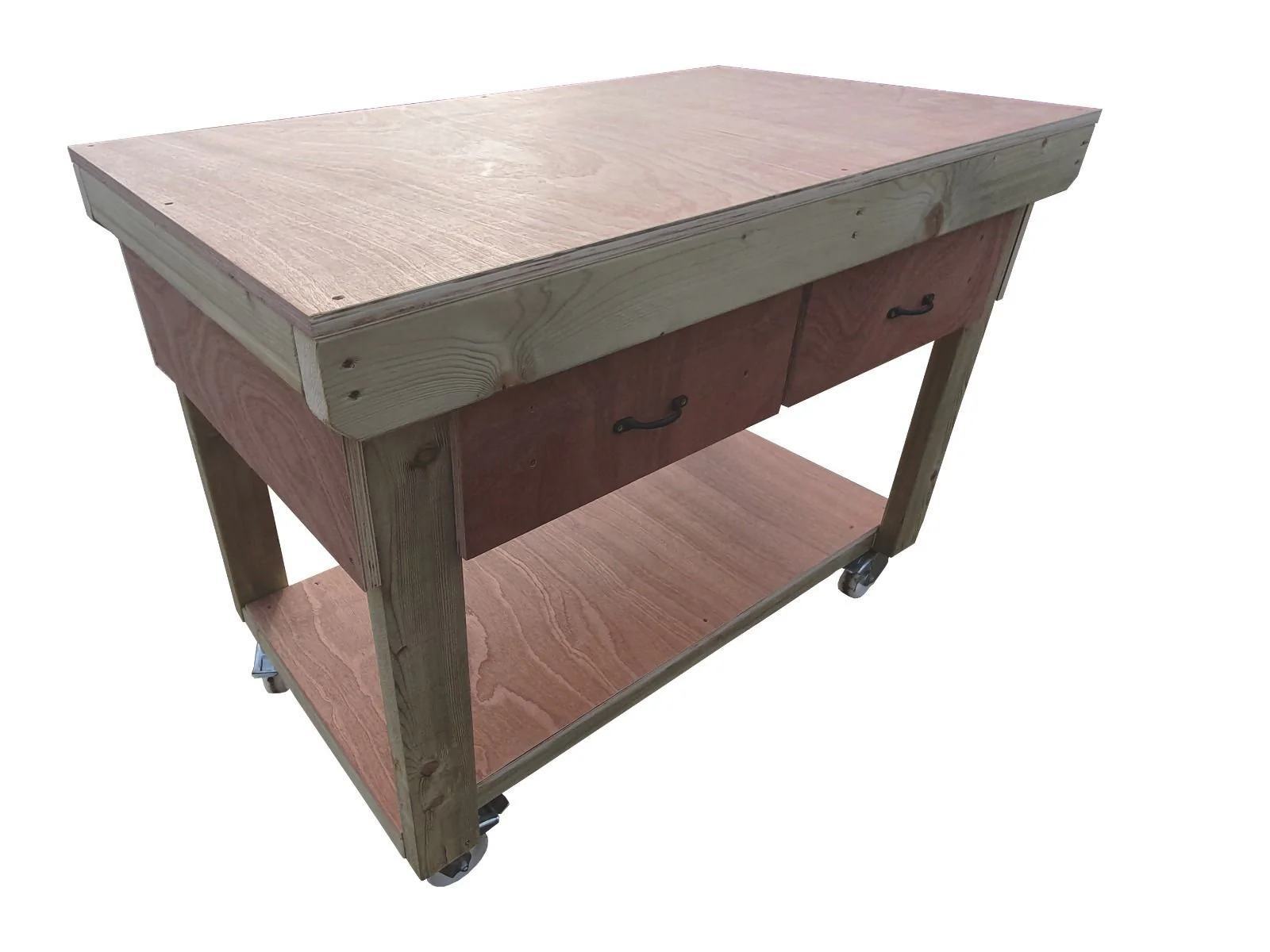 Wooden Eucalyptus hardwood workbench, tool cabinet with drawer (V.1) with wheels - Image 16