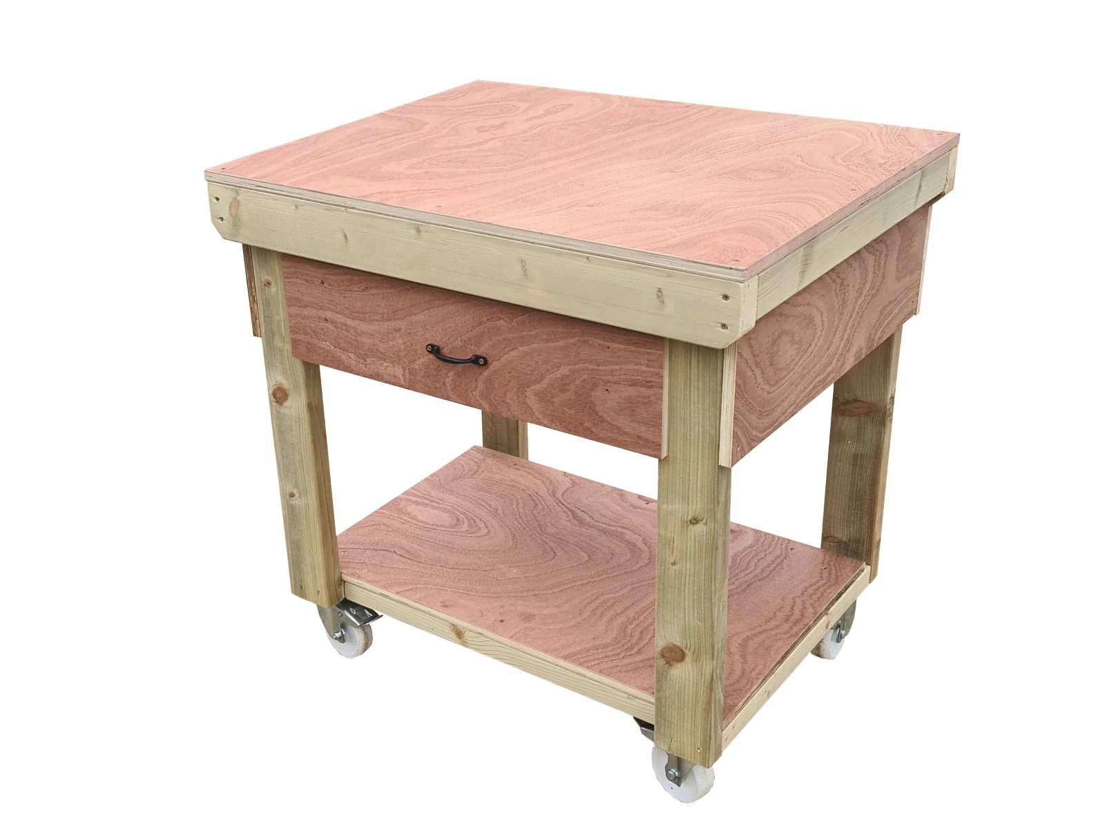 Wooden Eucalyptus hardwood workbench, tool cabinet with drawer (V.1) with wheels - Image 17
