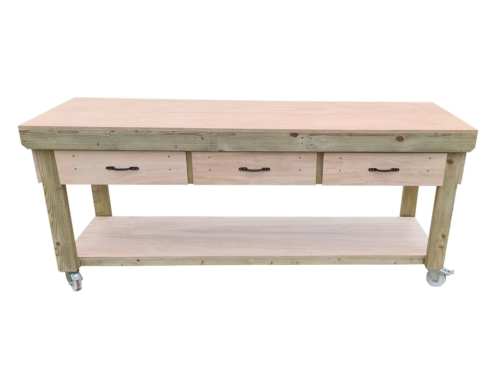 Wooden Eucalyptus hardwood workbench, tool cabinet with drawer (V.1) with wheels - Image 18
