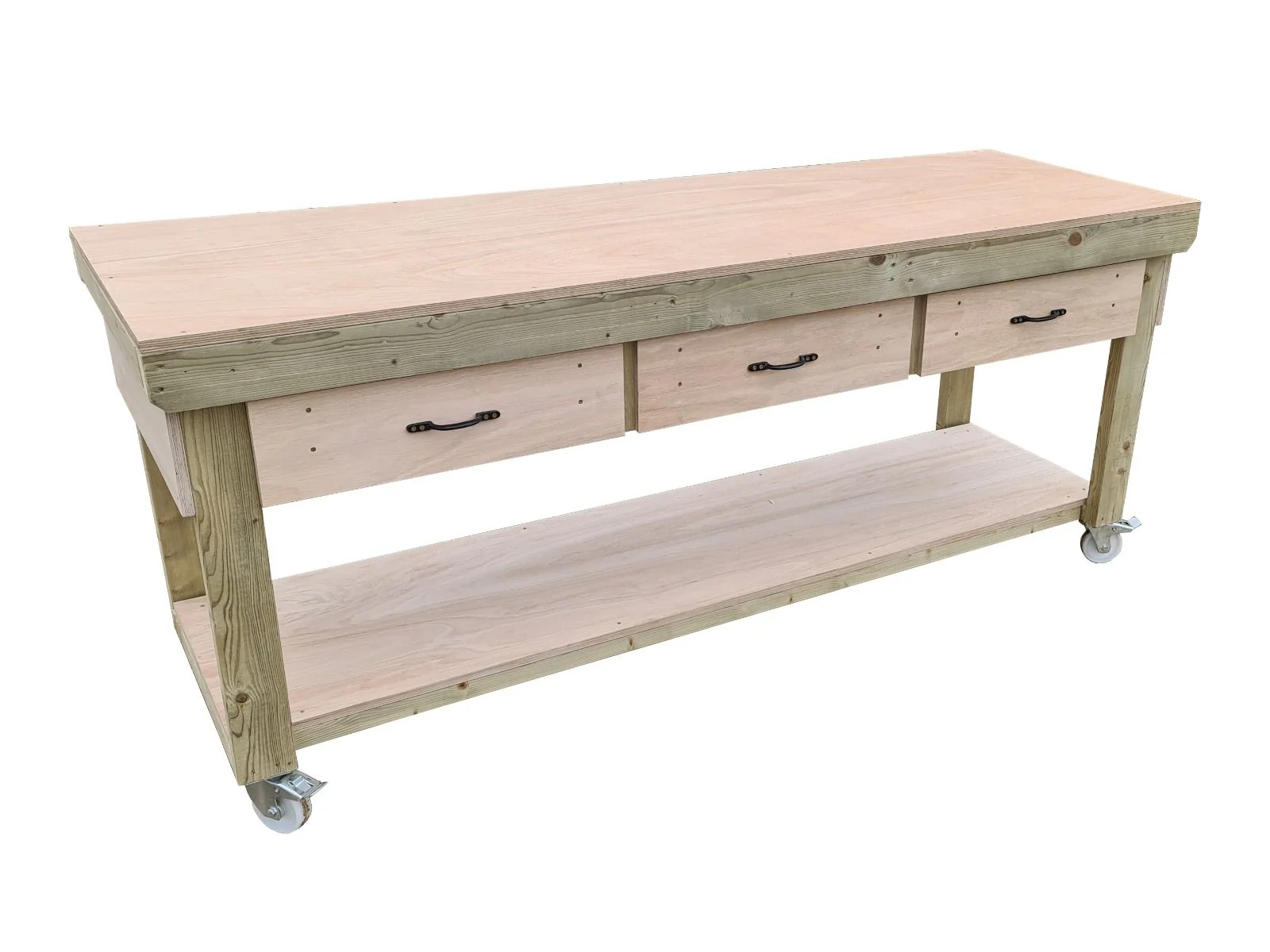 Wooden Eucalyptus hardwood workbench, tool cabinet with drawer (V.1) with wheels - Image 19