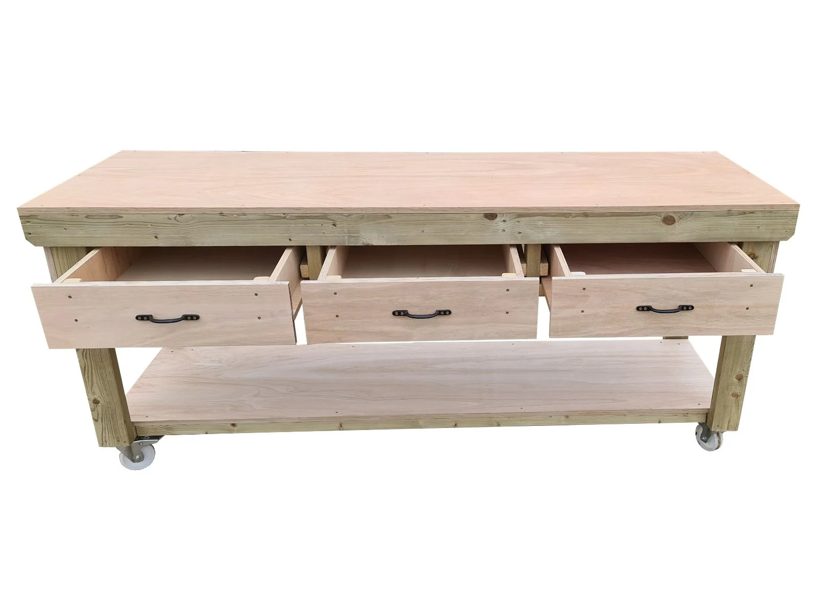 Wooden Eucalyptus hardwood workbench, tool cabinet with drawer (V.1) with wheels - Image 21
