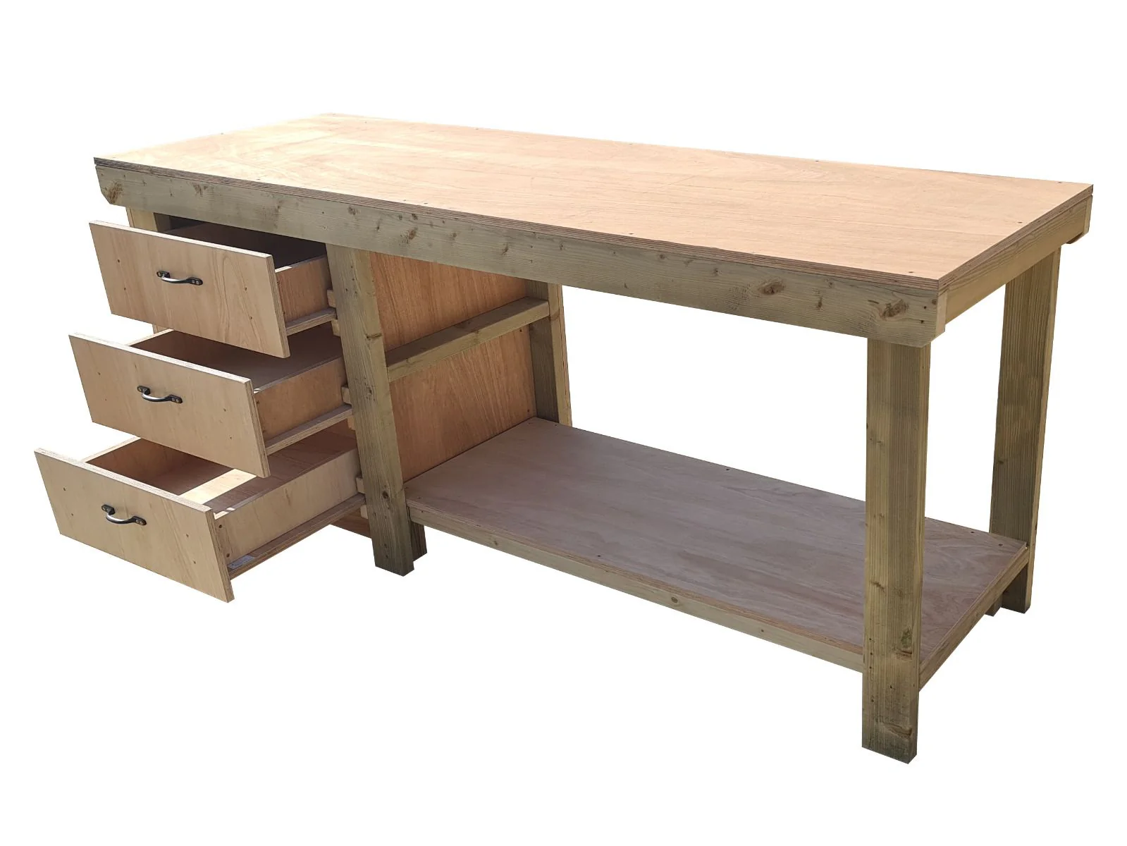 Wooden Eucalyptus top tool cabinet workbench with storage shelf (V.7) - Image 3