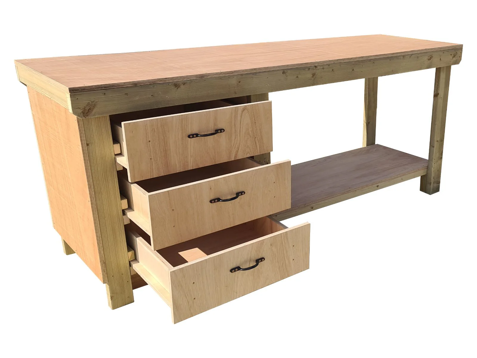 Wooden Eucalyptus top tool cabinet workbench with storage shelf (V.7) - Image 4