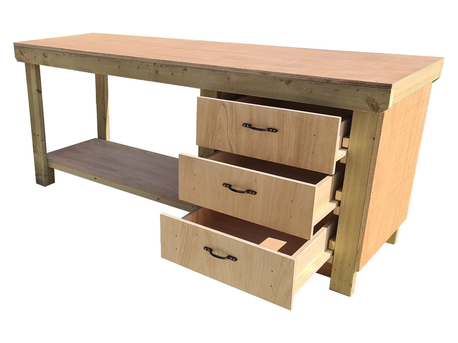 Wooden Eucalyptus top tool cabinet workbench with storage shelf (V.7) - Image 6