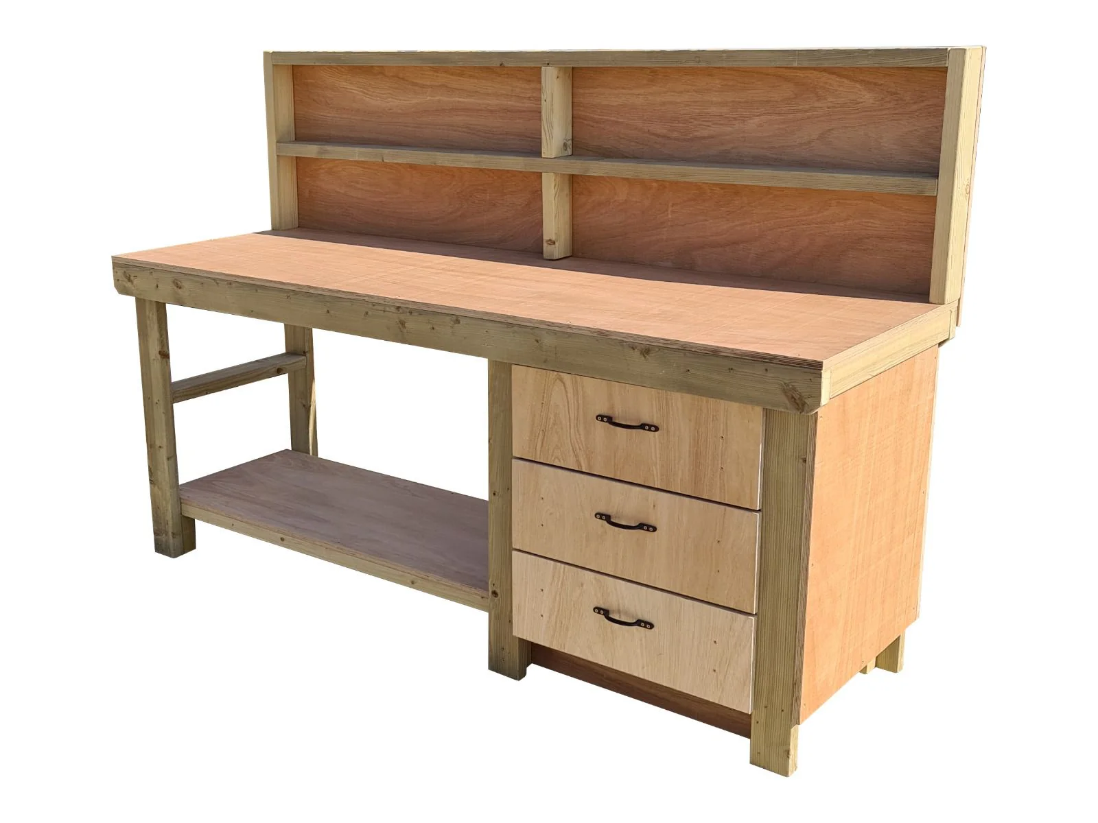Wooden Eucalyptus top tool cabinet workbench with storage shelf (V.7) with back panel - Image 3
