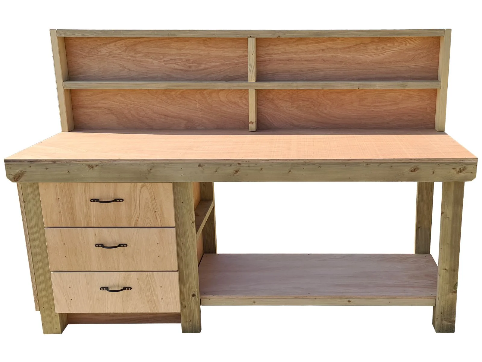Wooden Eucalyptus top tool cabinet workbench with storage shelf (V.7) with back panel - Image 7