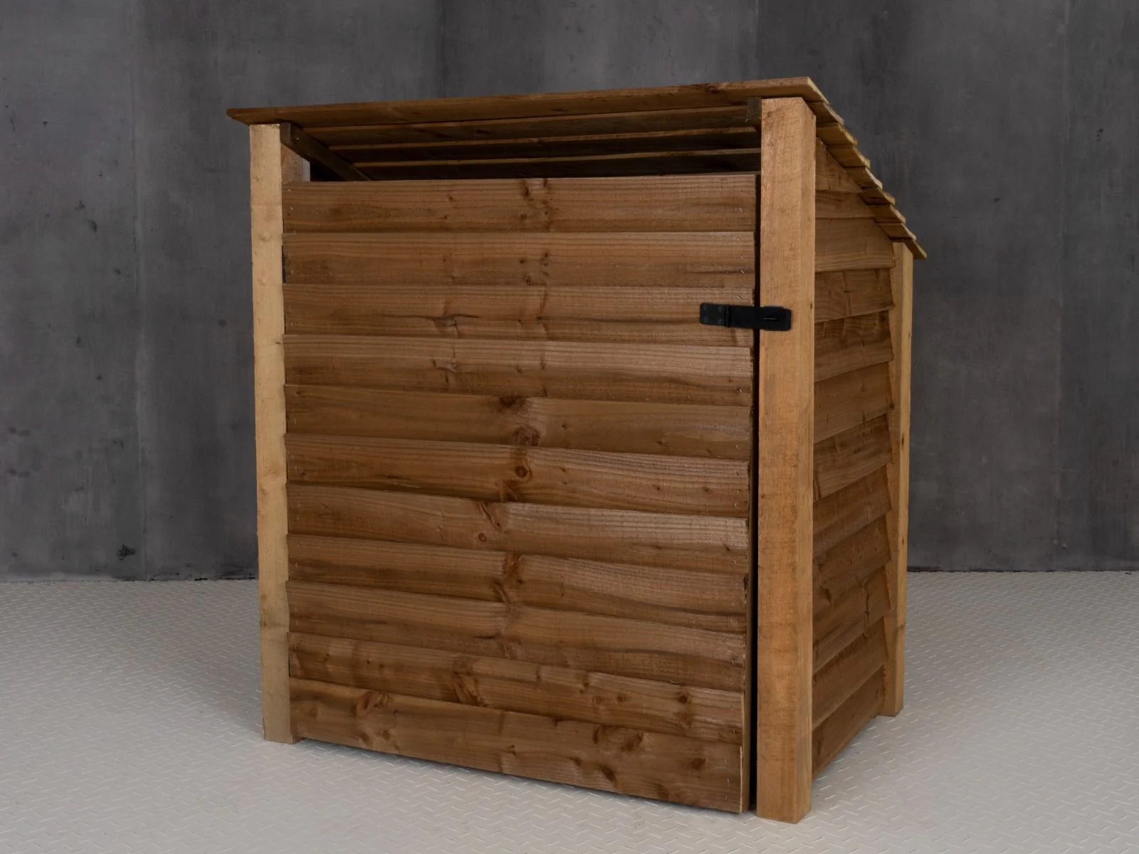 Wooden Garden Tool Storage (Roof Sloping Back) W-99cm, H-126cm or 180cm, D-88cm - Brown Finish - Image 5