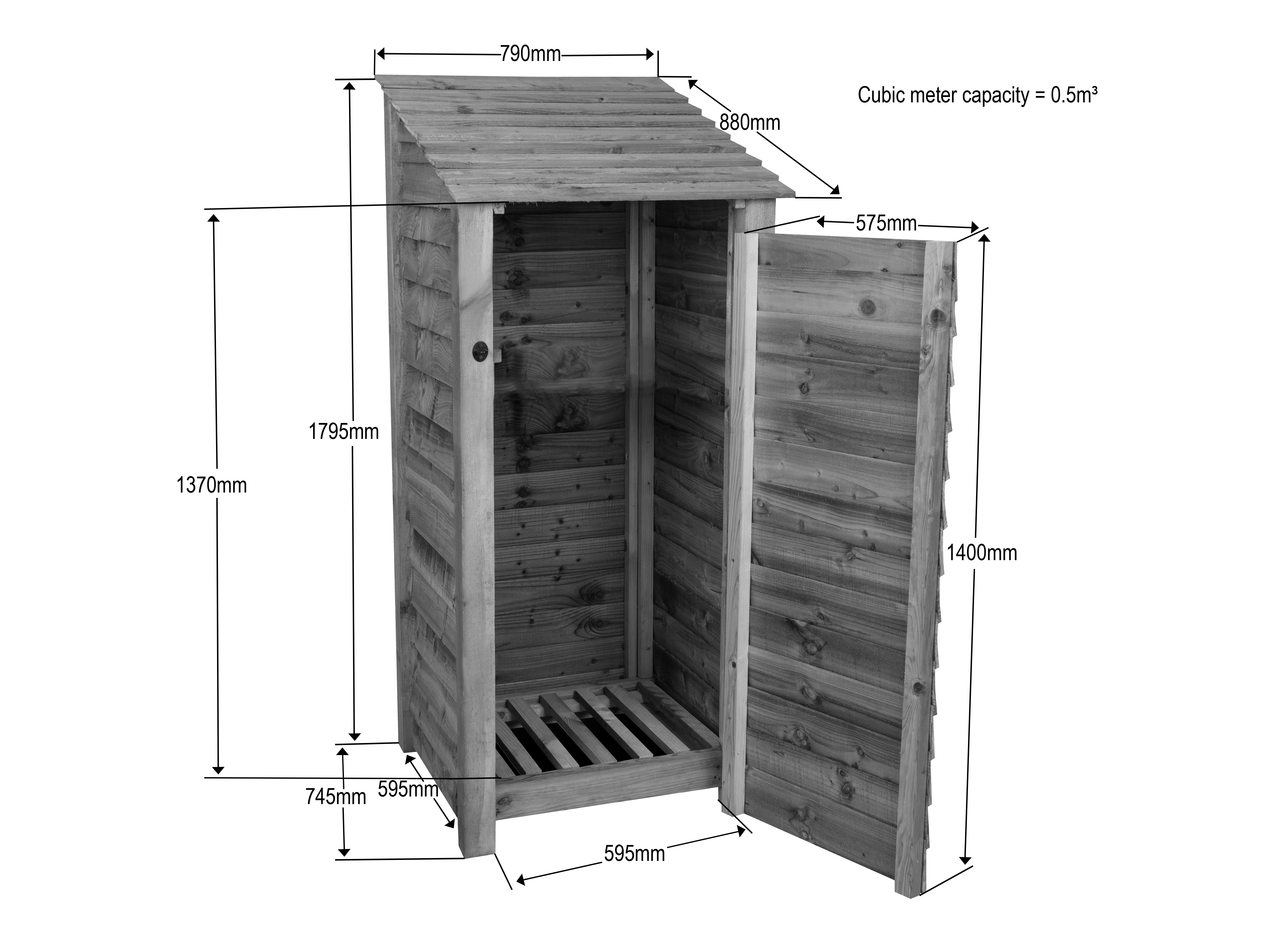 Wooden Garden Tool Storage W-79cm, H-126cm or 180cm, D-88cm - Brown Finish - Image 5