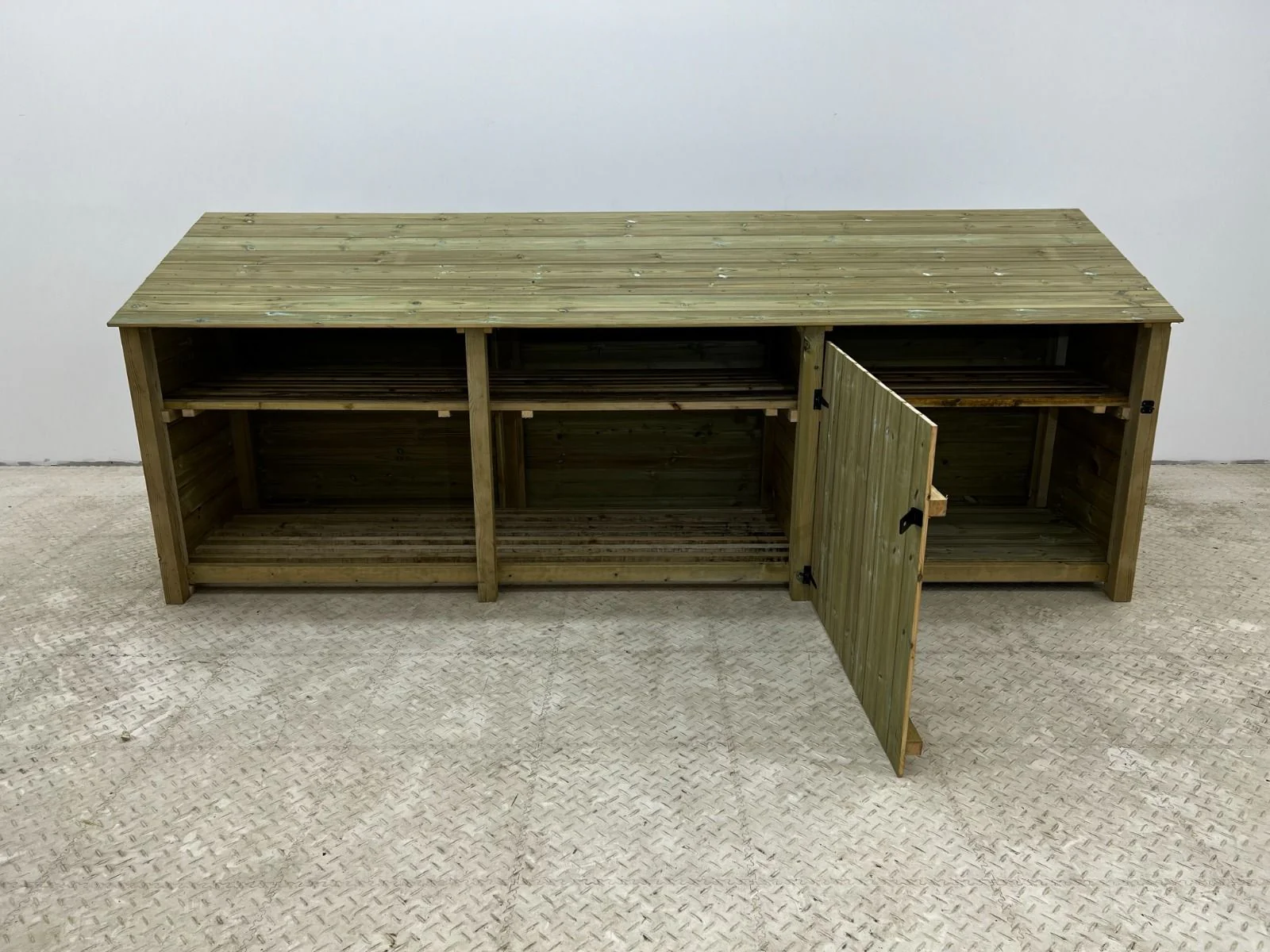 Wooden Garden Tool Storage with Shelf W-335cm, H-126cm or 180cm, D-88cm - Image 3