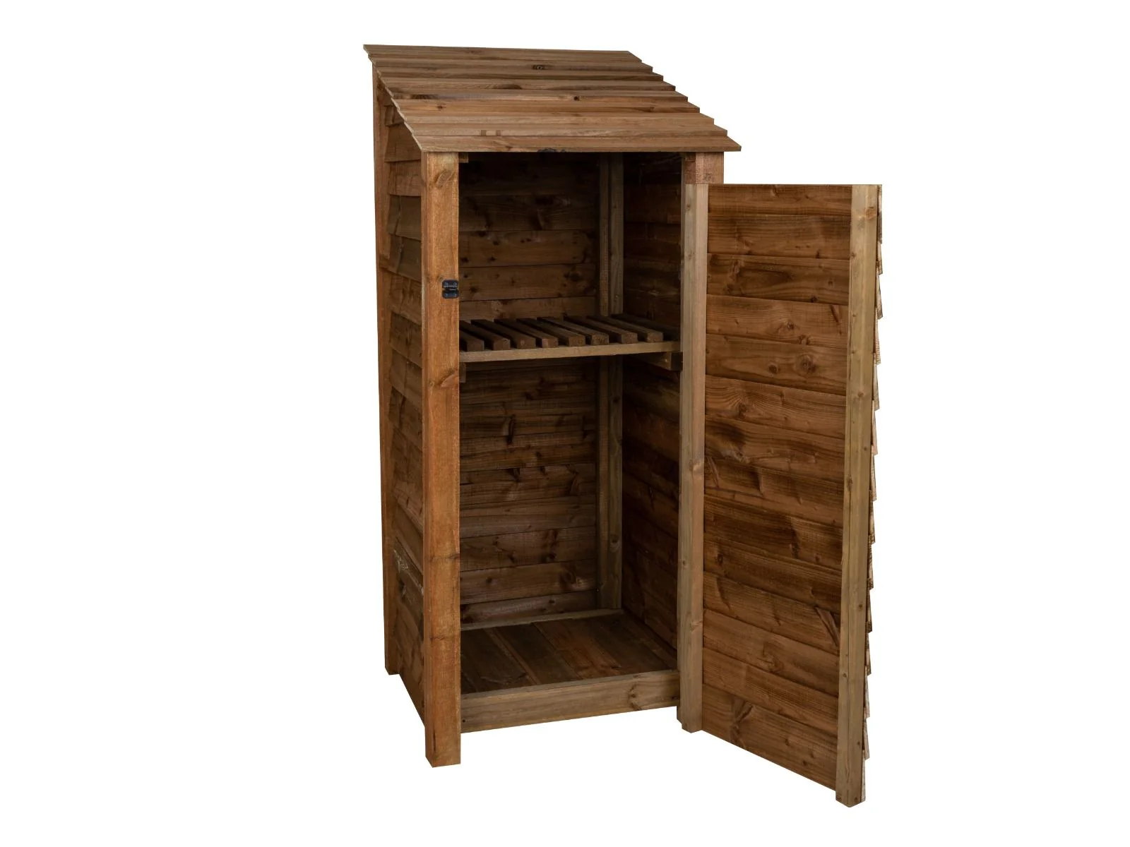 Wooden Garden Tool Storage with Shelf W-79cm, H-126cm or 180cm, D-88cm - Brown Finish - Image 3