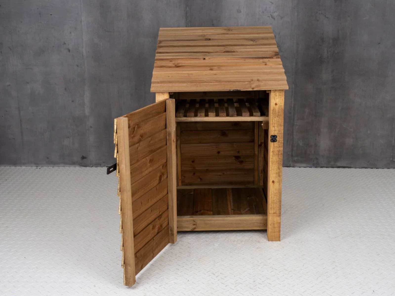Wooden Garden Tool Storage with Shelf W-79cm, H-126cm or 180cm, D-88cm - Brown Finish - Image 7