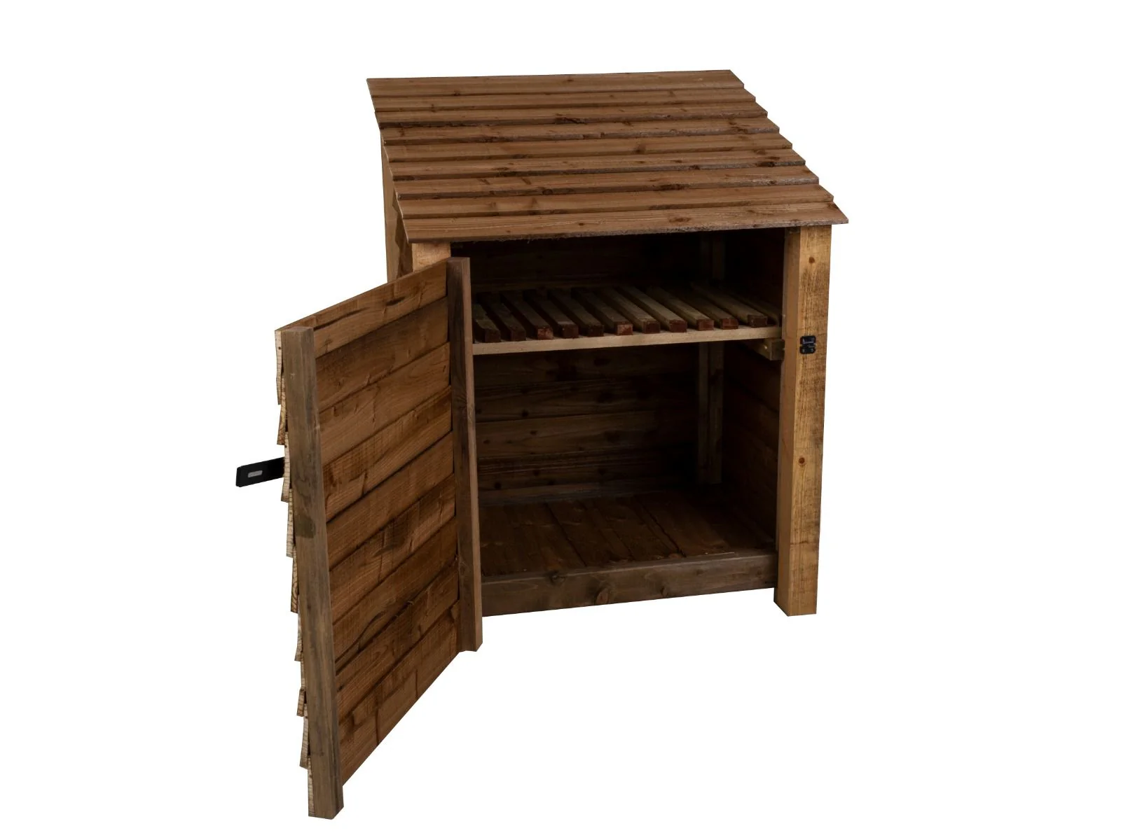 Wooden Garden Tool Storage with Shelf W-99cm, H-126cm or 180cm, D-88cm - Brown Finish - Image 5