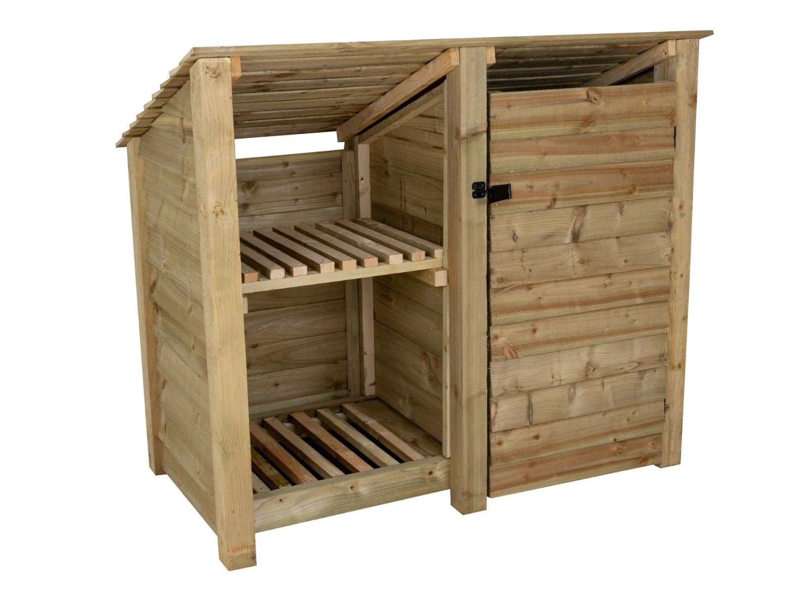 Wooden Garden Tool Storage (Roof Sloping Back) with Shelf W-146cm, H-126cm or 180cm, D-88cm - Image 4