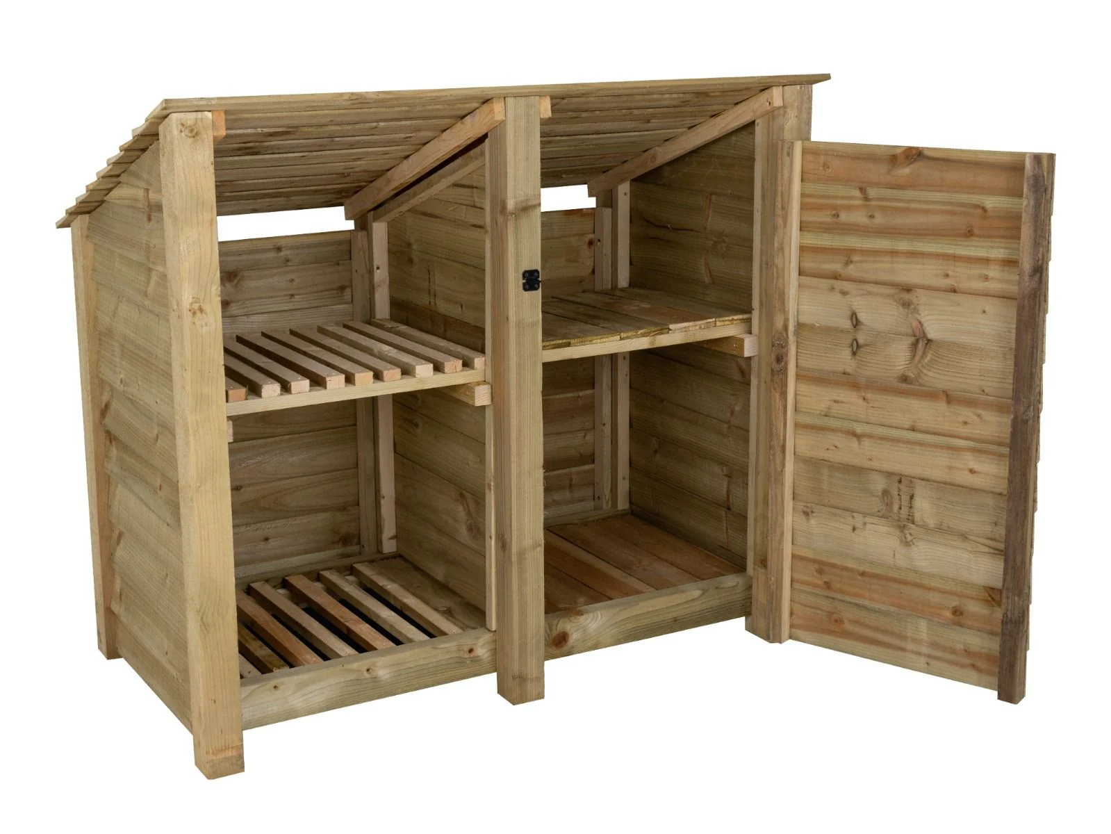 Wooden Garden Tool Storage (Roof Sloping Back) with Shelf W-146cm, H-126cm or 180cm, D-88cm - Image 6