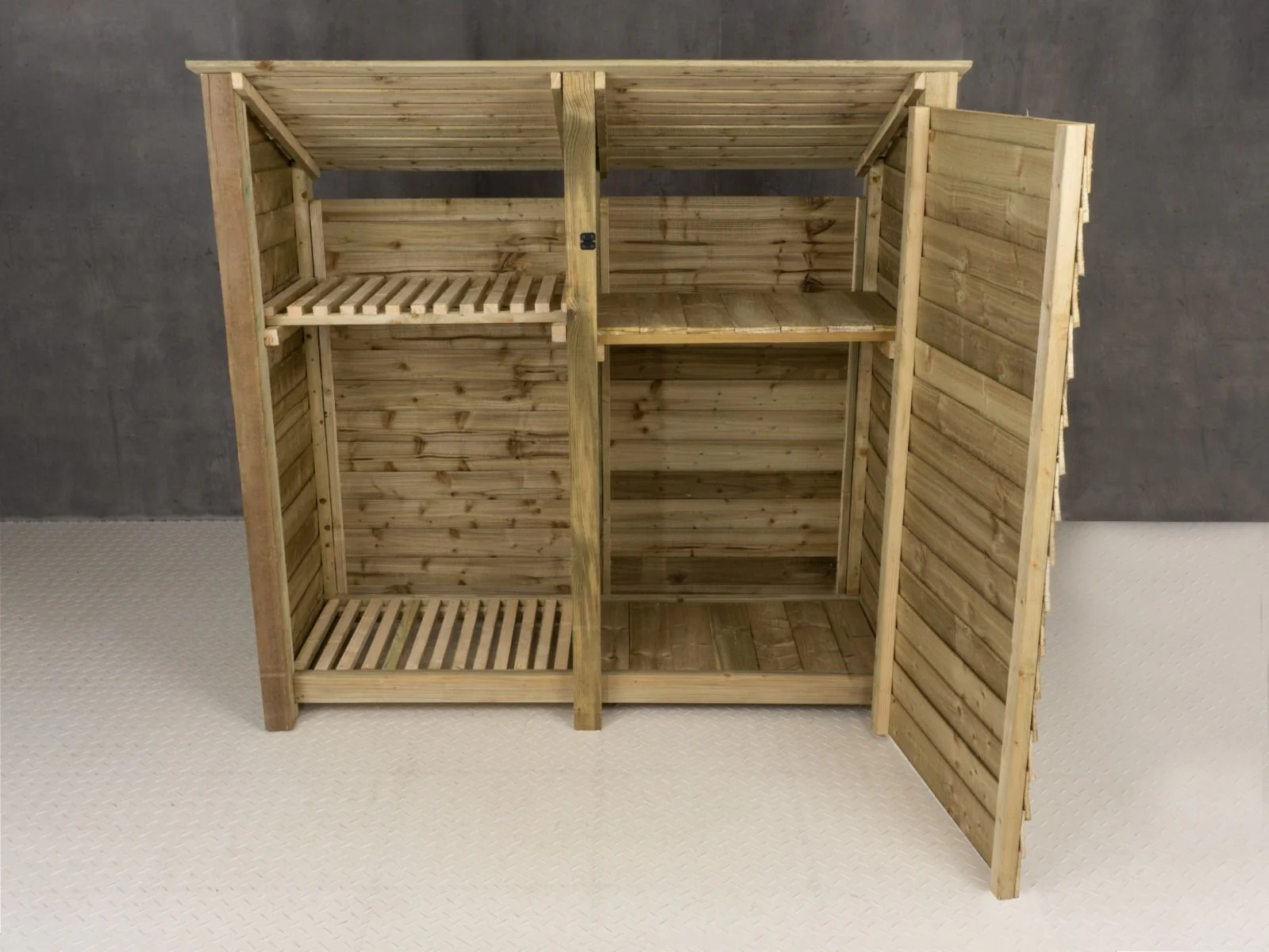 Wooden Garden Tool Storage (Roof Sloping Back) with Shelf W-187cm, H-126cm or 180cm, D-88cm - Image 4