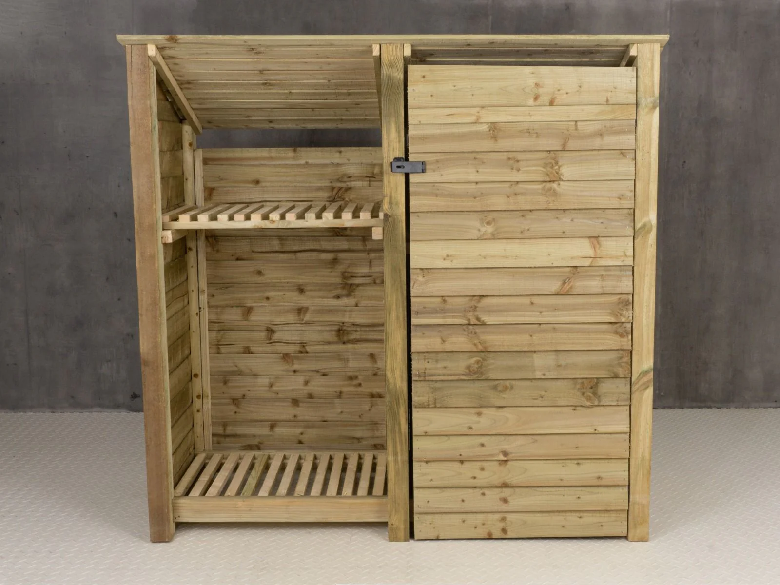 Wooden Garden Tool Storage (Roof Sloping Back) with Shelf W-187cm, H-126cm or 180cm, D-88cm - Image 6