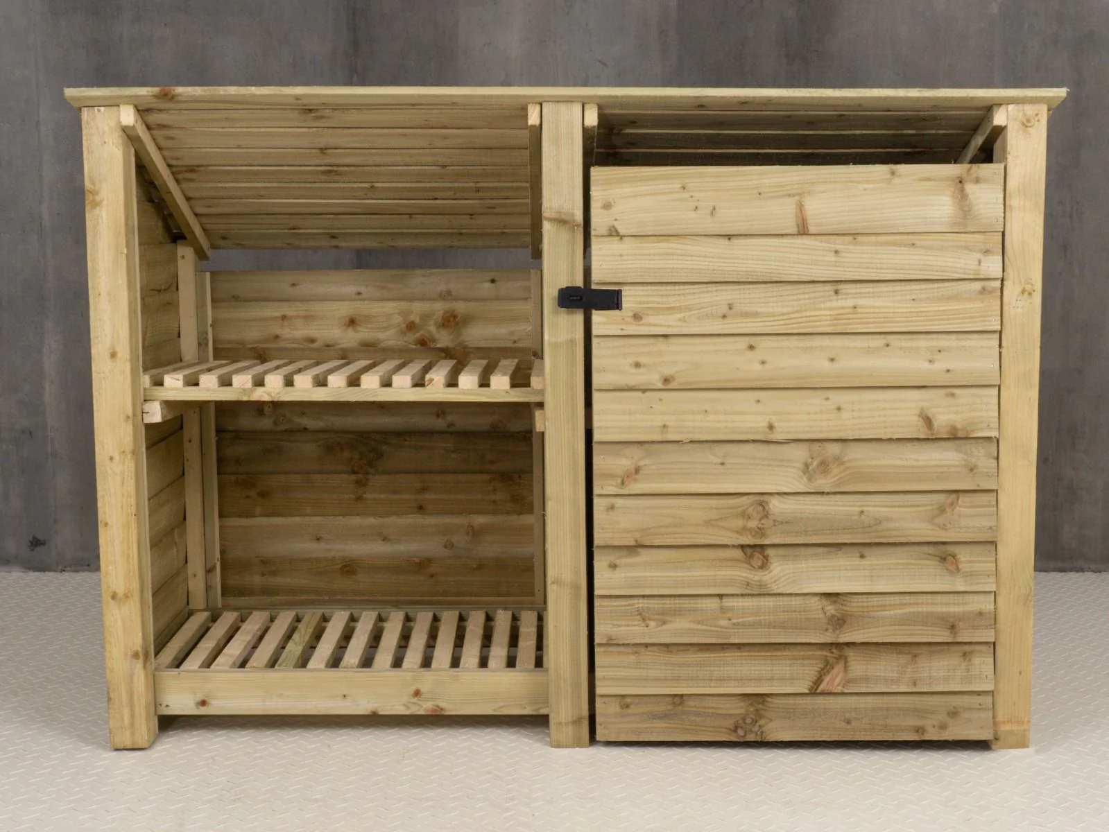 Wooden Garden Tool Storage (Roof Sloping Back) with Shelf W-187cm, H-126cm or 180cm, D-88cm - Image 9
