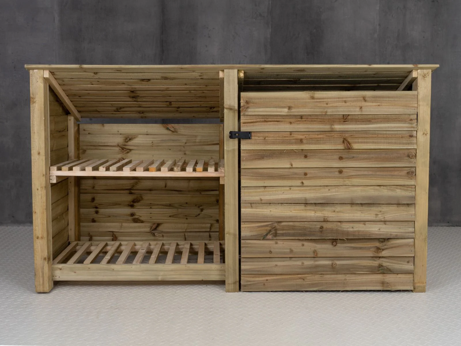 Wooden Garden Tool Storage (Roof Sloping Back) with Shelf W-227cm, H-126cm or 180cm, D-88cm - Image 10