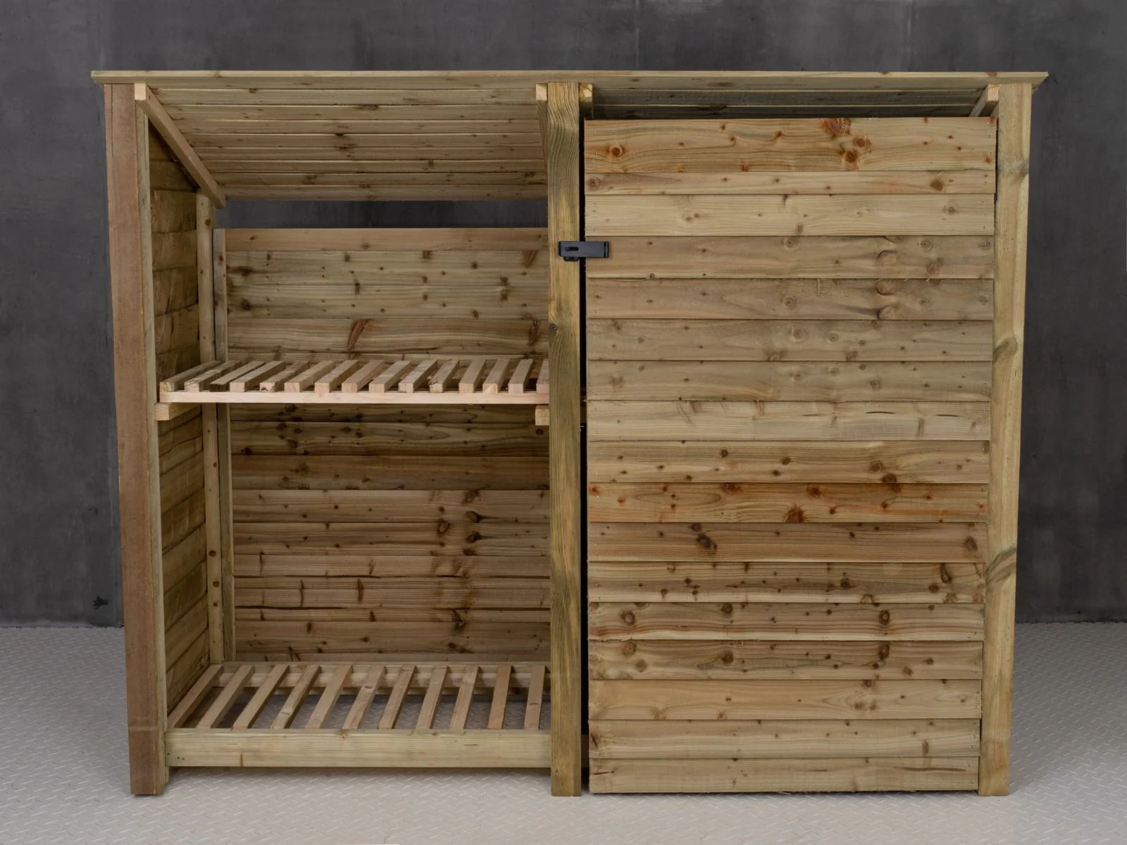 Wooden Garden Tool Storage (Roof Sloping Back) with Shelf W-227cm, H-126cm or 180cm, D-88cm - Image 6