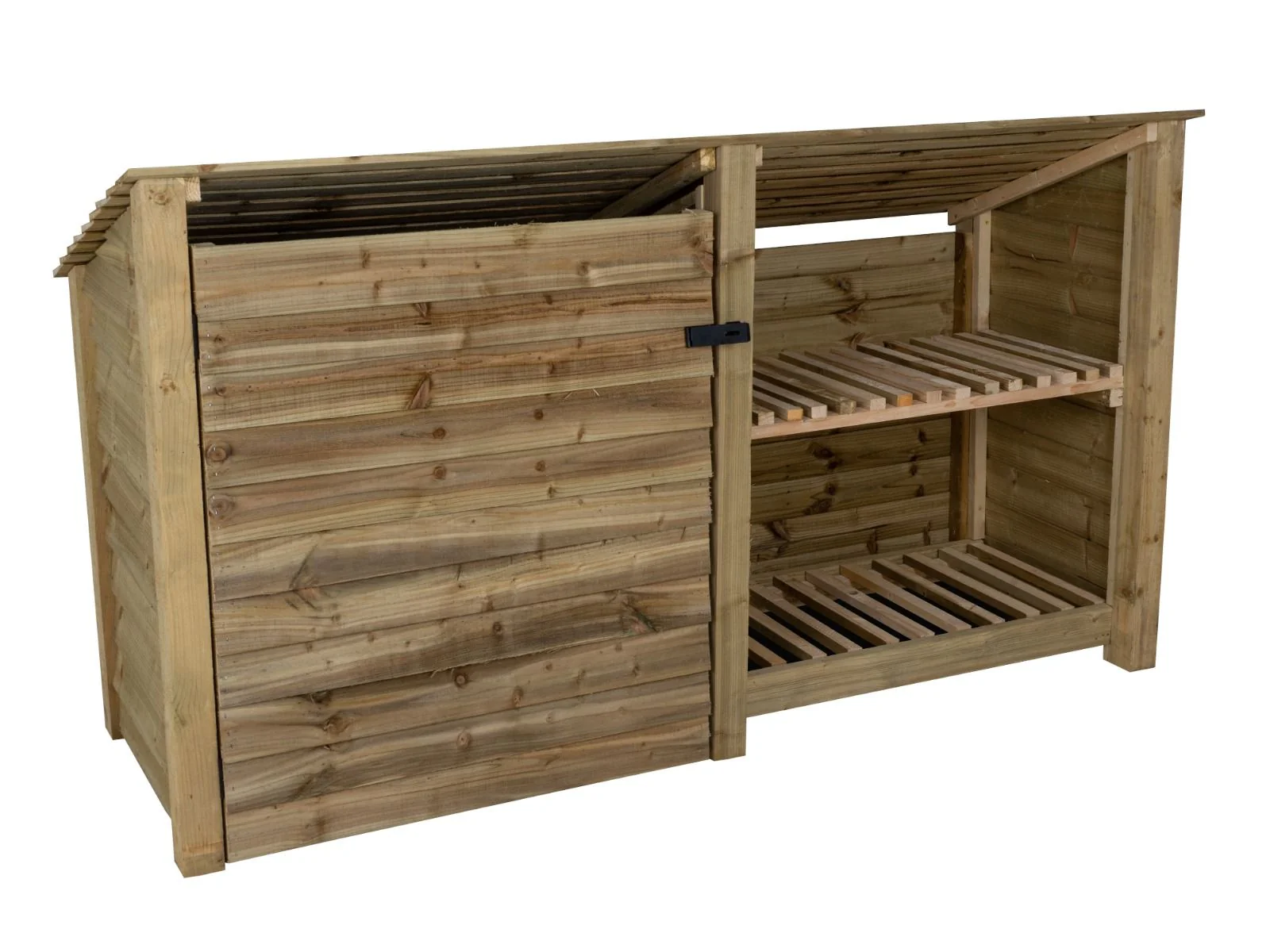 Wooden Garden Tool Storage (Roof Sloping Back) with Shelf W-227cm, H-126cm or 180cm, D-88cm - Image 7