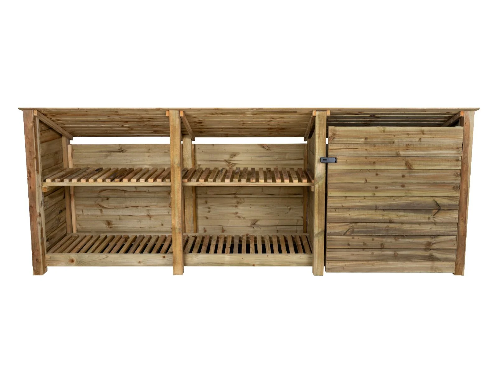 Wooden Garden Tool Storage (Roof Sloping Back) with Shelf W-335cm, H-126cm or 180cm, D-88cm - Image 5