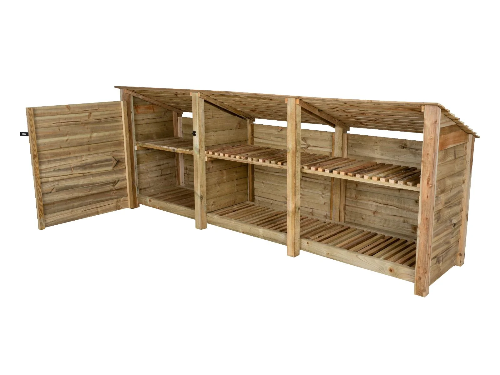 Wooden Garden Tool Storage (Roof Sloping Back) with Shelf W-335cm, H-126cm or 180cm, D-88cm - Image 6
