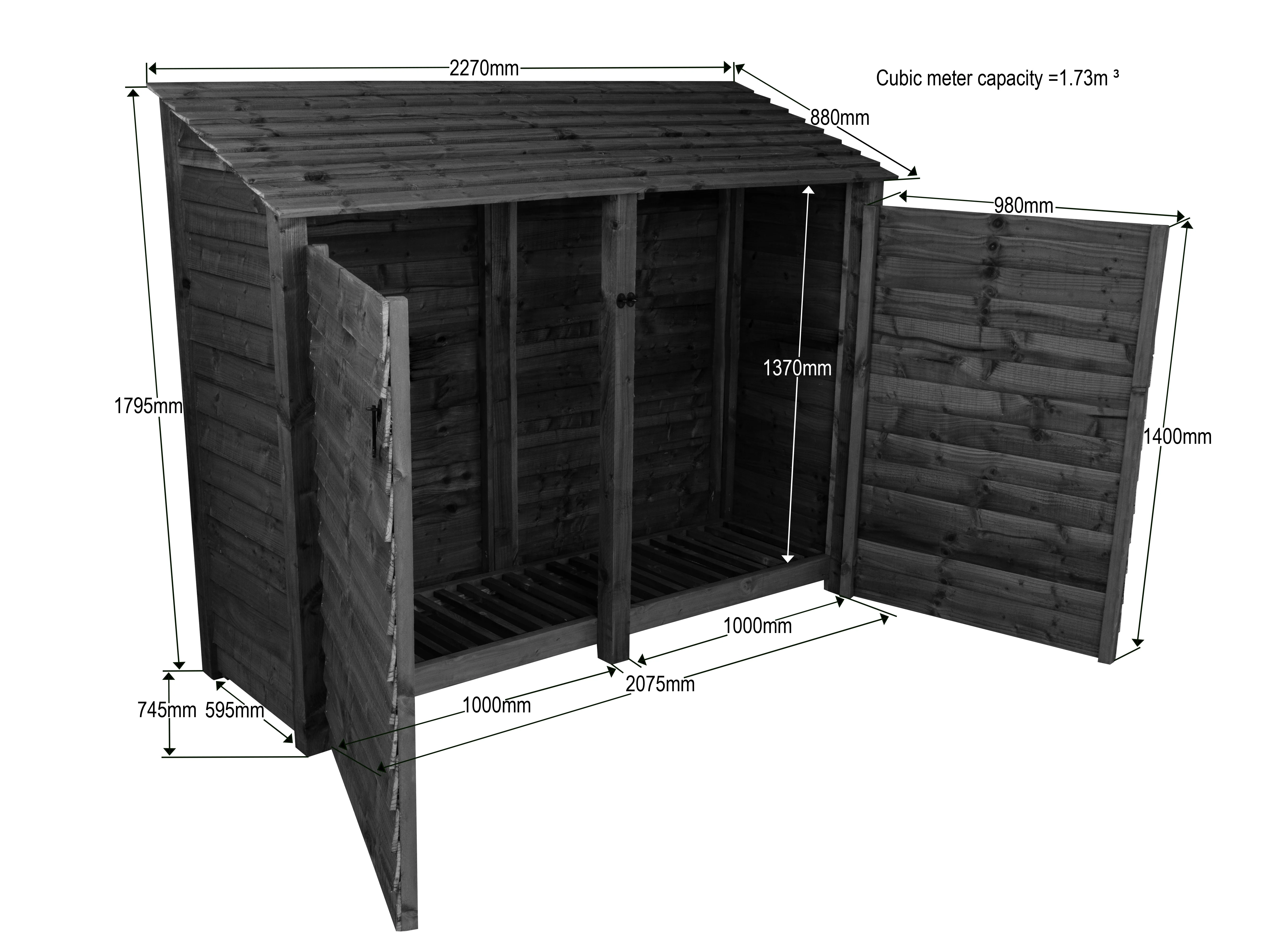 Wooden Garden Tool Storage W-227cm, H-126cm or 180cm, D-88cm - Image 6