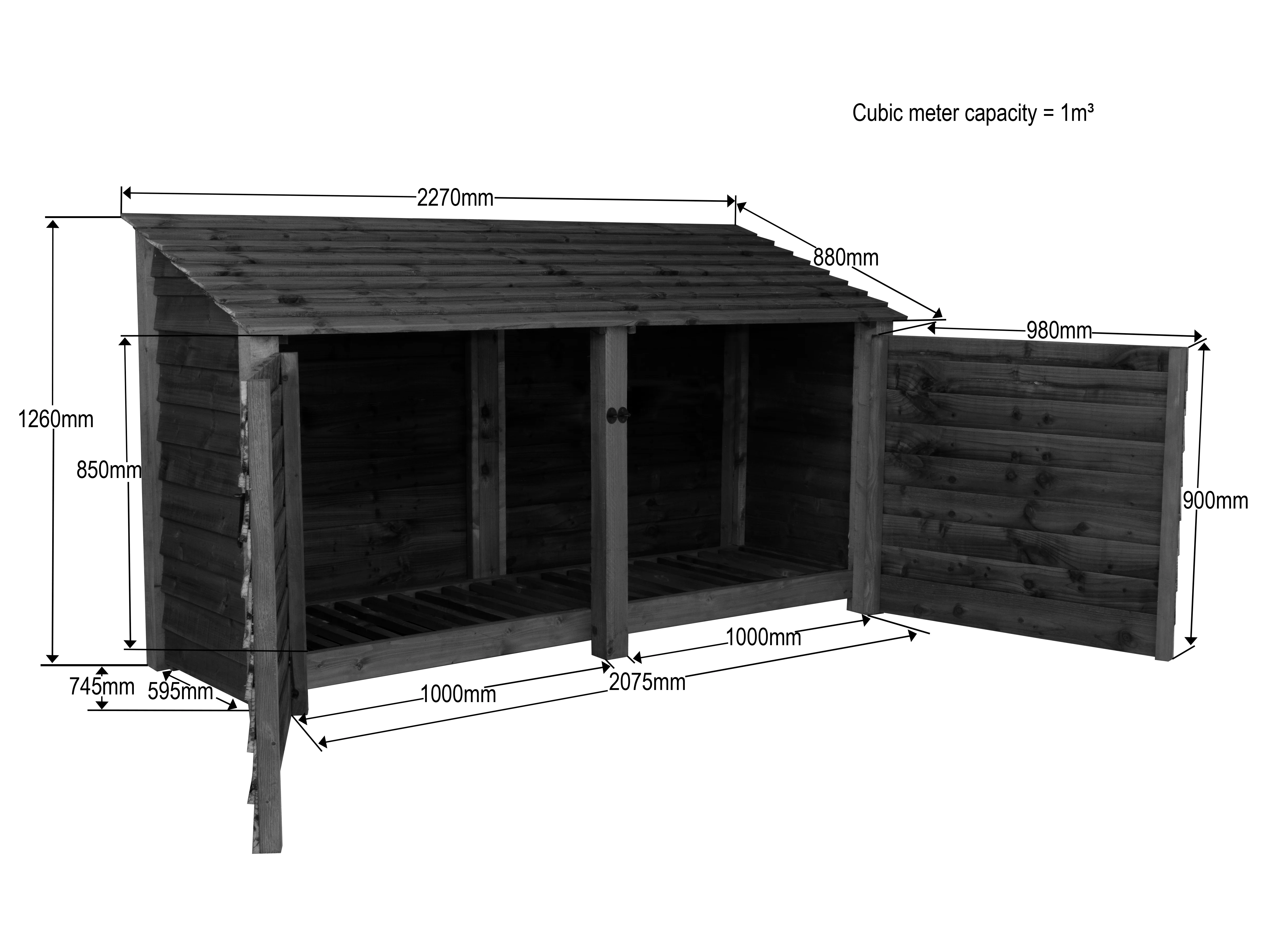 Wooden Garden Tool Storage W-227cm, H-126cm or 180cm, D-88cm - Image 7