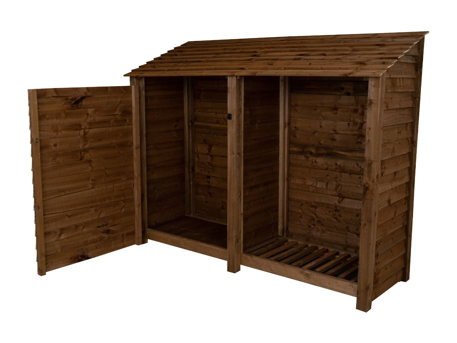 Wooden Garden Tool Storage W-227cm, H-126cm or 180cm, D-88cm - Brown Finish - Image 3