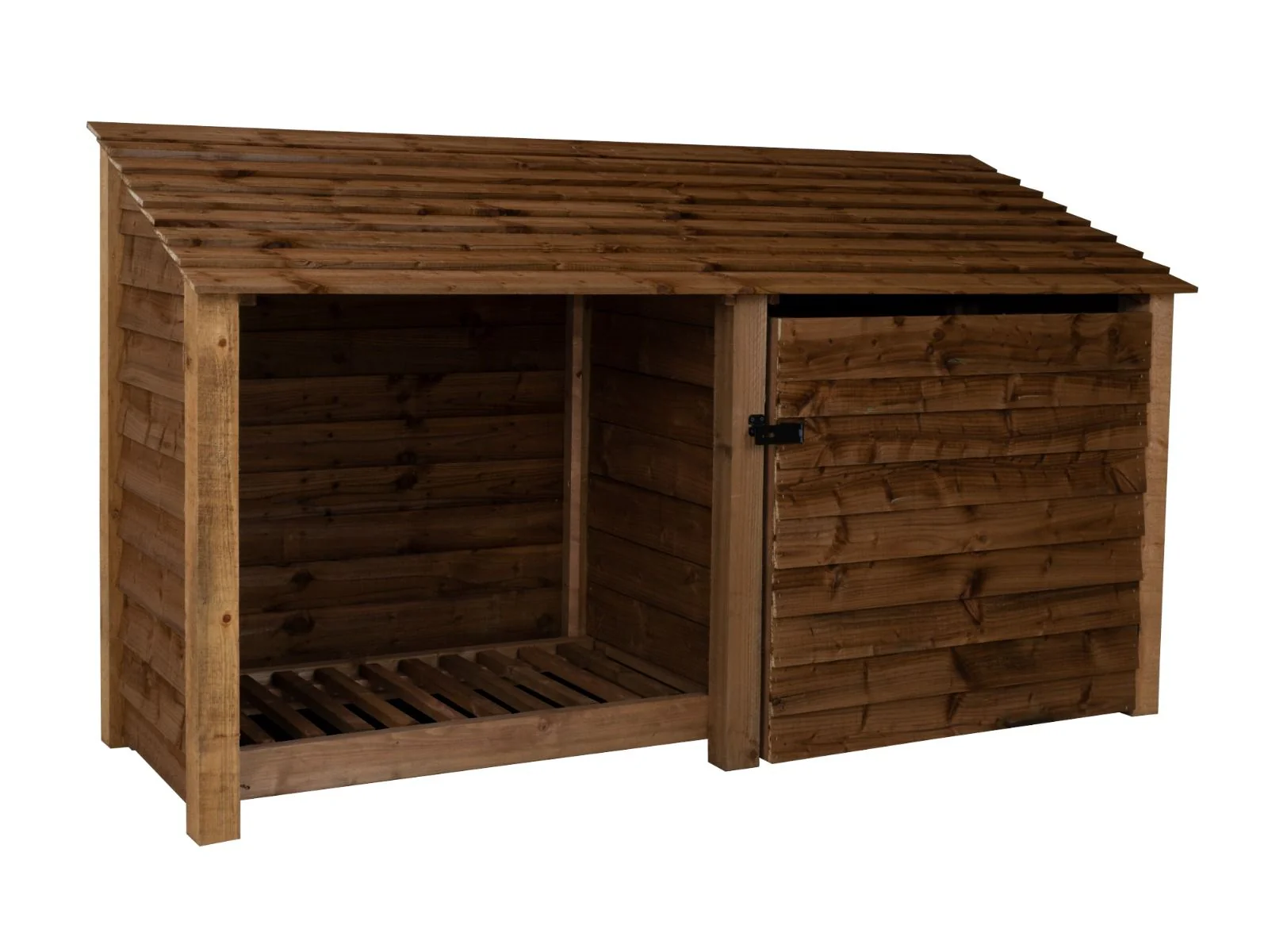 Wooden Garden Tool Storage W-227cm, H-126cm or 180cm, D-88cm - Brown Finish - Image 4
