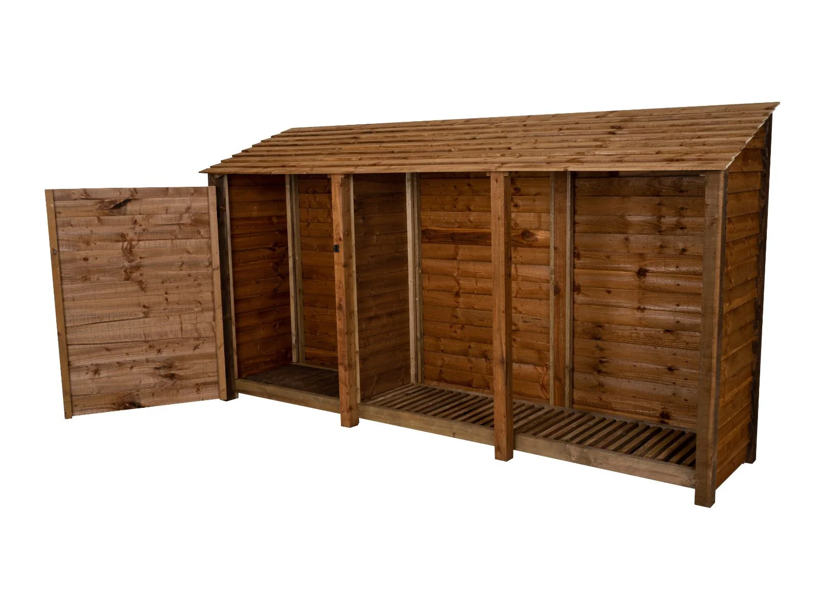 Wooden Garden Tool Storage W-335cm, H-126cm or 180cm, D-88cm - Brown Finish - Image 4