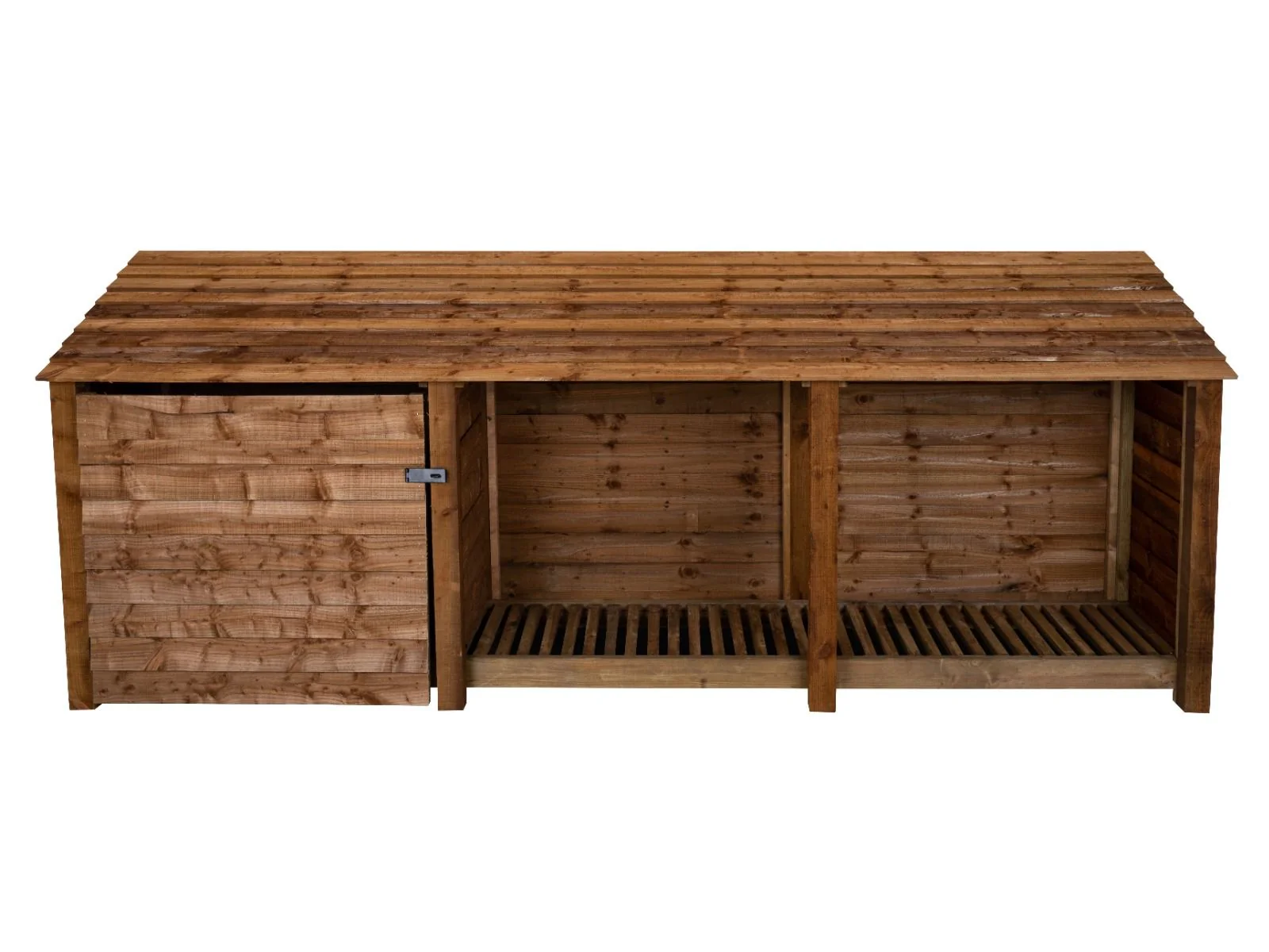 Wooden Garden Tool Storage W-335cm, H-126cm or 180cm, D-88cm - Brown Finish - Image 5