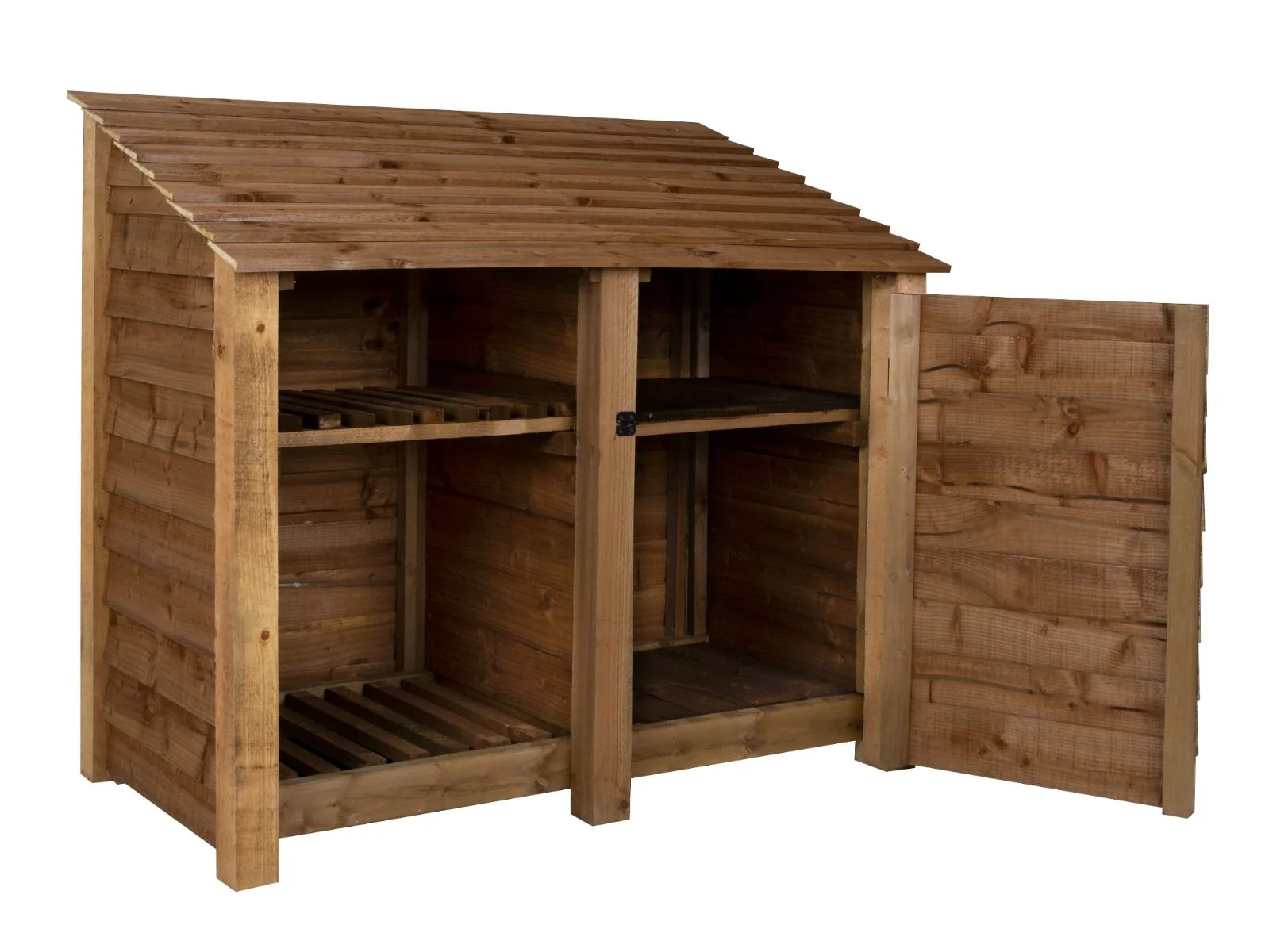 Wooden Garden Tool Storage with Shelf W-146cm, H-126cm or 180cm, D-88cm - Brown Finish - Image 6