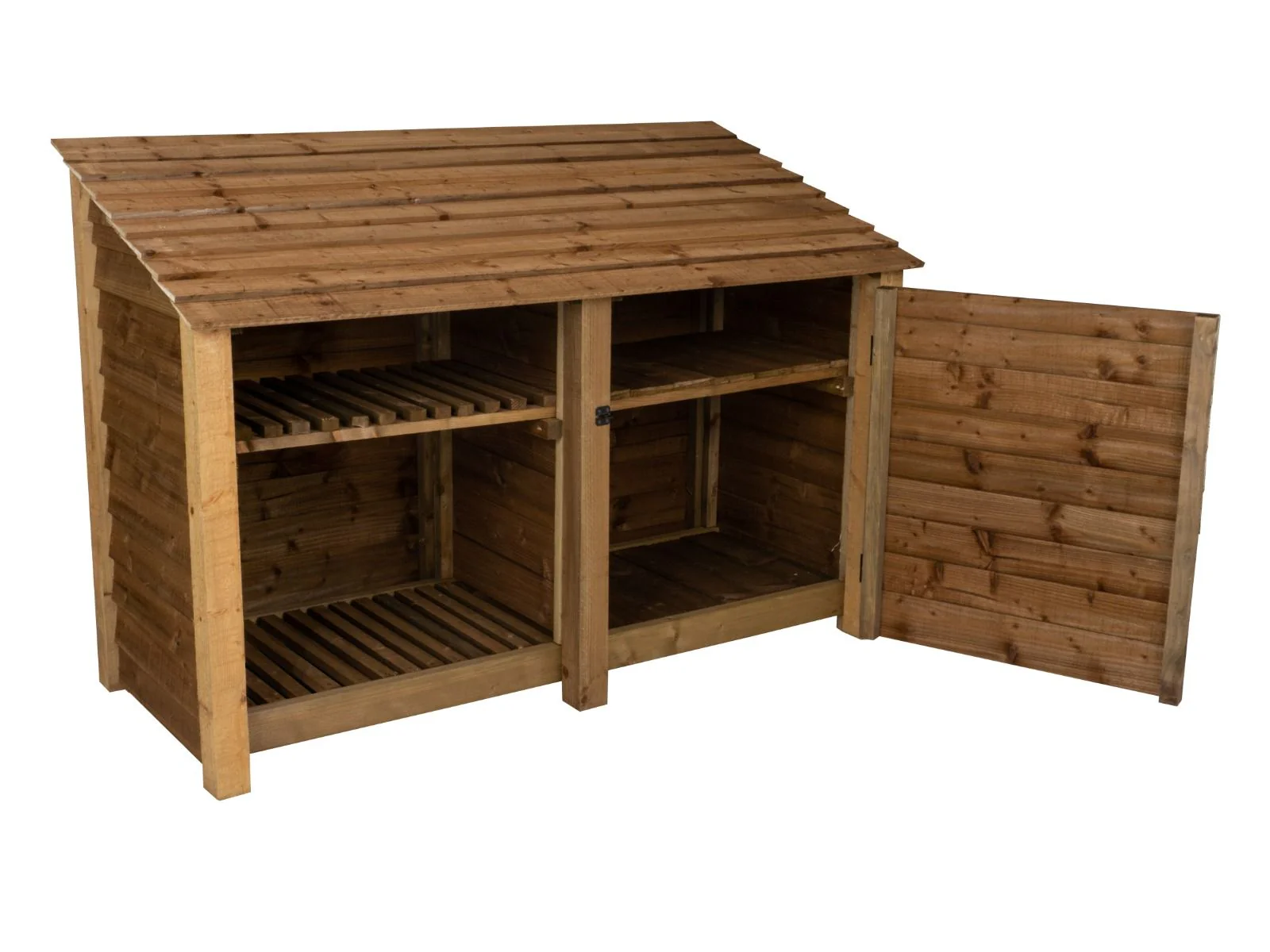 Wooden Garden Tool Storage with Shelf W-187cm, H-126cm or 180cm, D-88cm - Brown Finish - Image 4