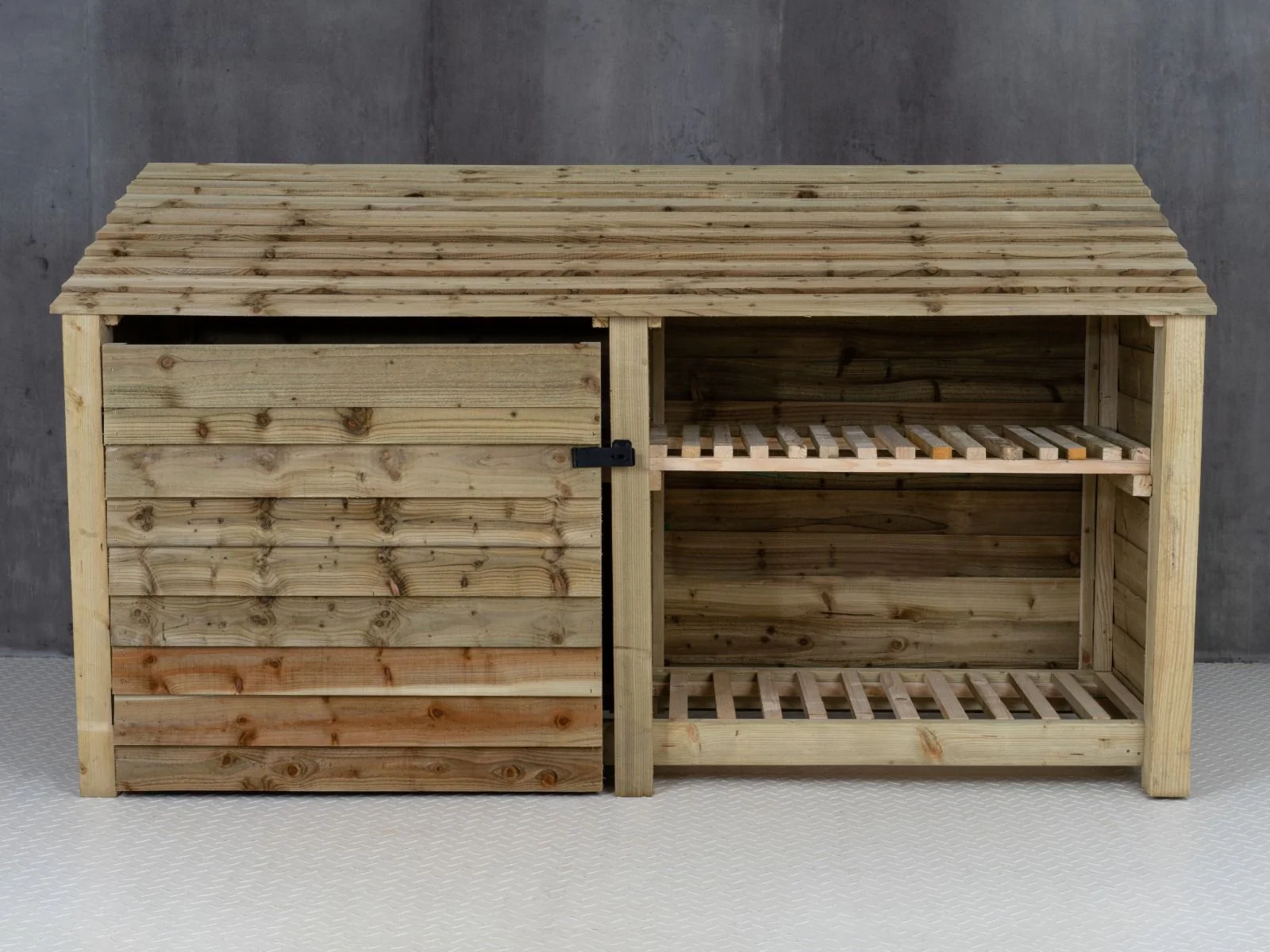 Wooden Garden Tool Storage with Shelf W-227cm, H-126cm or 180cm, D-88cm - Image 6