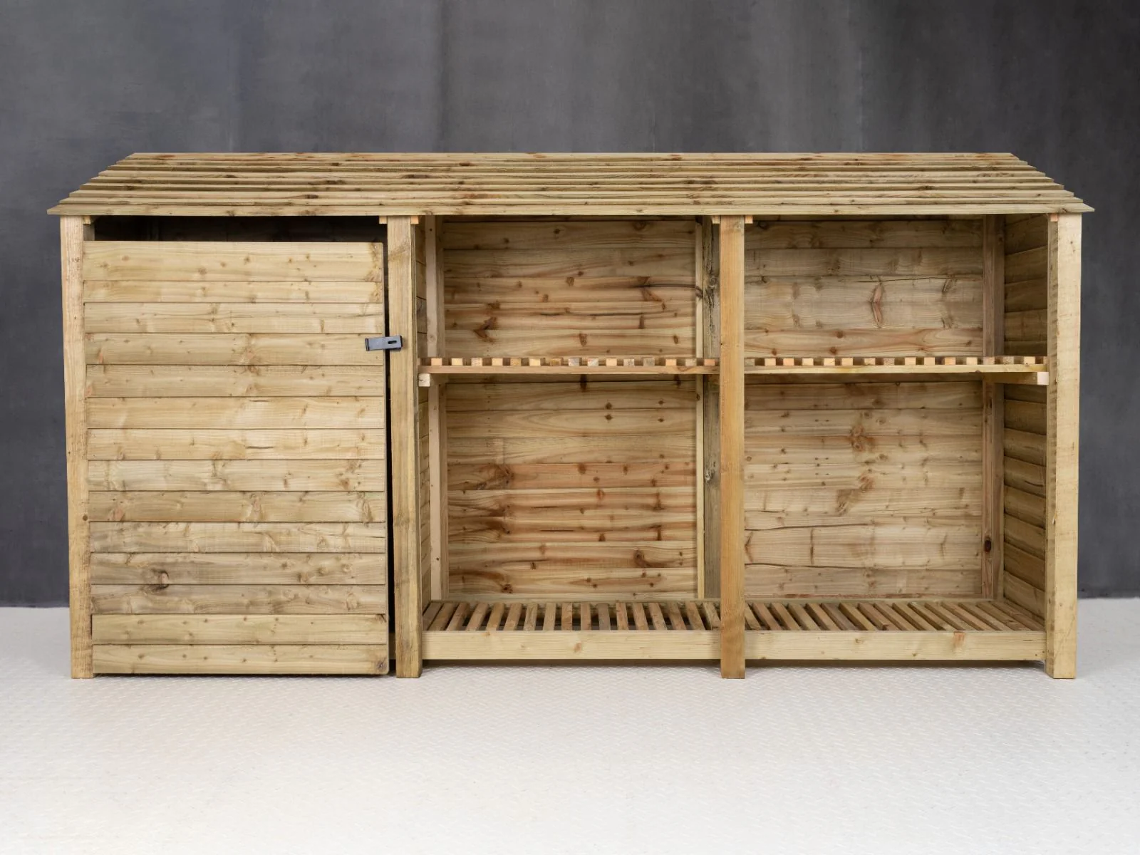 Wooden Garden Tool Storage with Shelf W-335cm, H-126cm or 180cm, D-88cm - Image 3