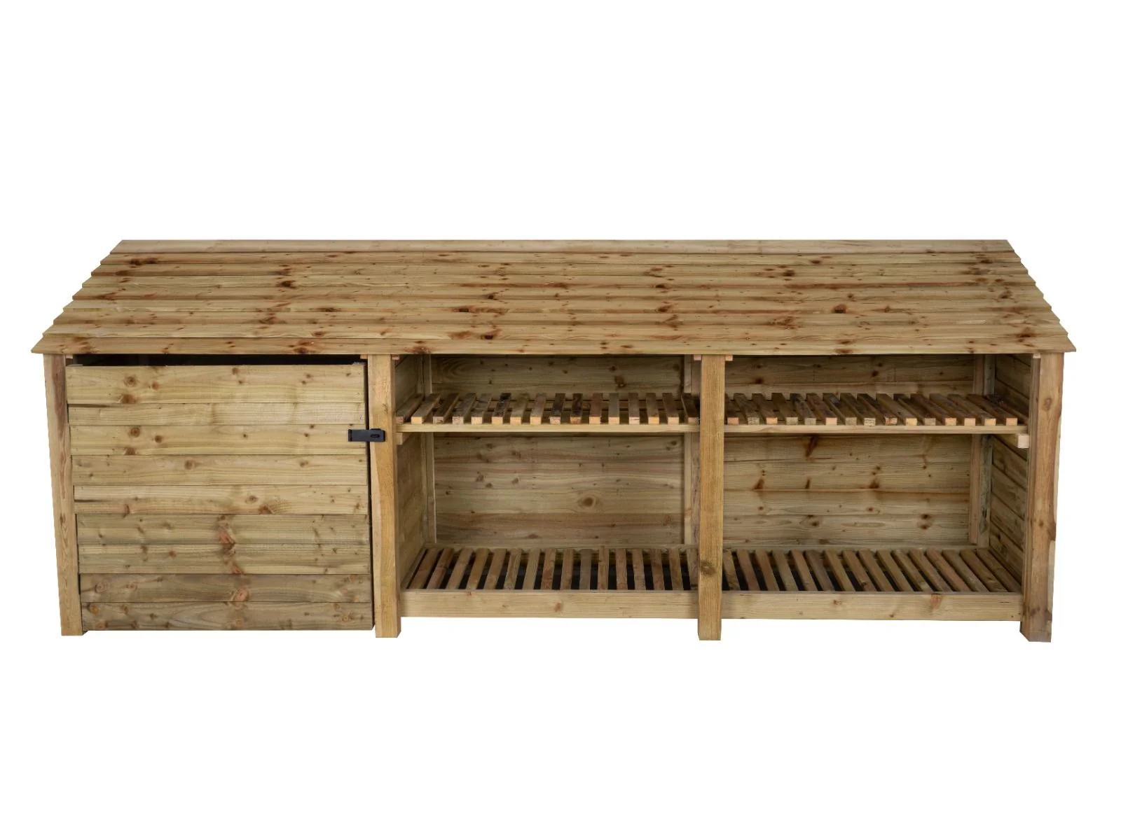 Wooden Garden Tool Storage with Shelf W-335cm, H-126cm or 180cm, D-88cm - Image 5