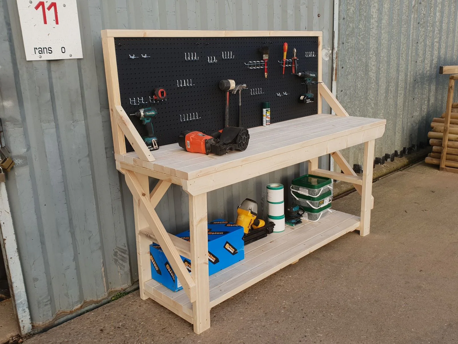 Wooden Kiln-dry Workbench With Peg Board - Image 3