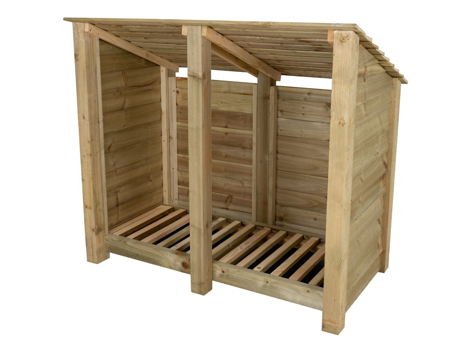 Wooden Log Store (Roof Sloping Back) W-146cm, H-126cm or 180cm, D-88cm - Image 3