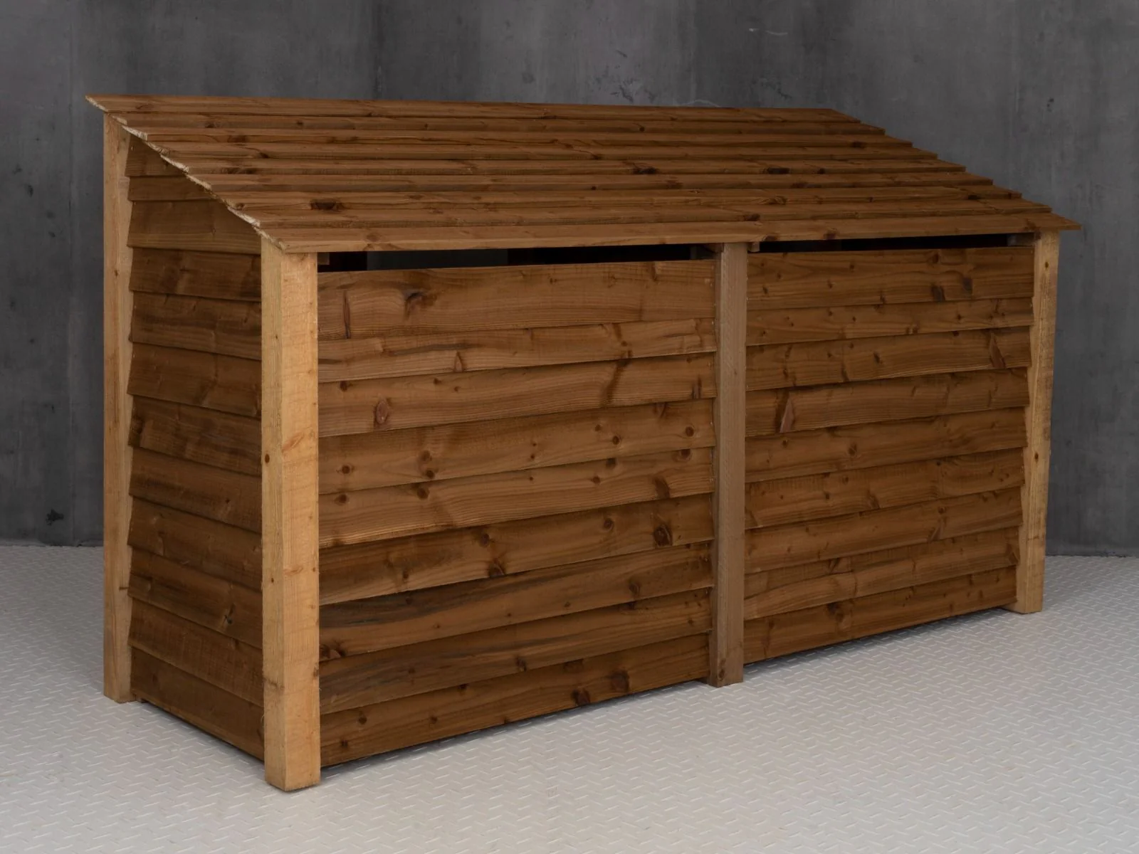 Wooden Log Store (Roof Sloping Back) W-227cm, H-126cm or 180cm, D-88cm - Brown Finish - Image 4
