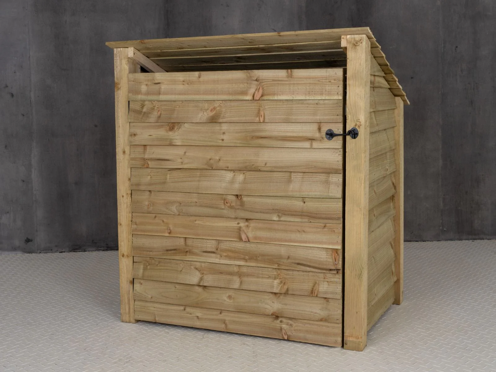 Wooden Log Store (Roof Sloping Back) with Door and Shelf W-119cm, H-126cm Or 180cm, D-88cm - Image 7