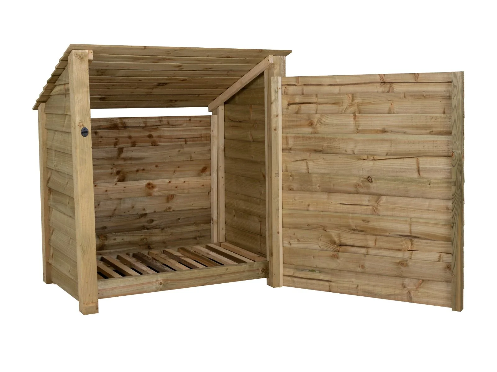 Wooden Log Store (Roof Sloping Back) with Door W-119cm, H-126cm Or 180cm, D-88cm - Image 3