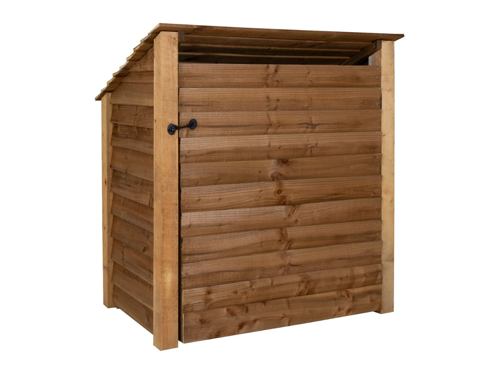 Wooden Log Store (Roof Sloping Back) with Door W-119cm, H-126cm or 180cm, D-88cm - Brown Finish - Image 4