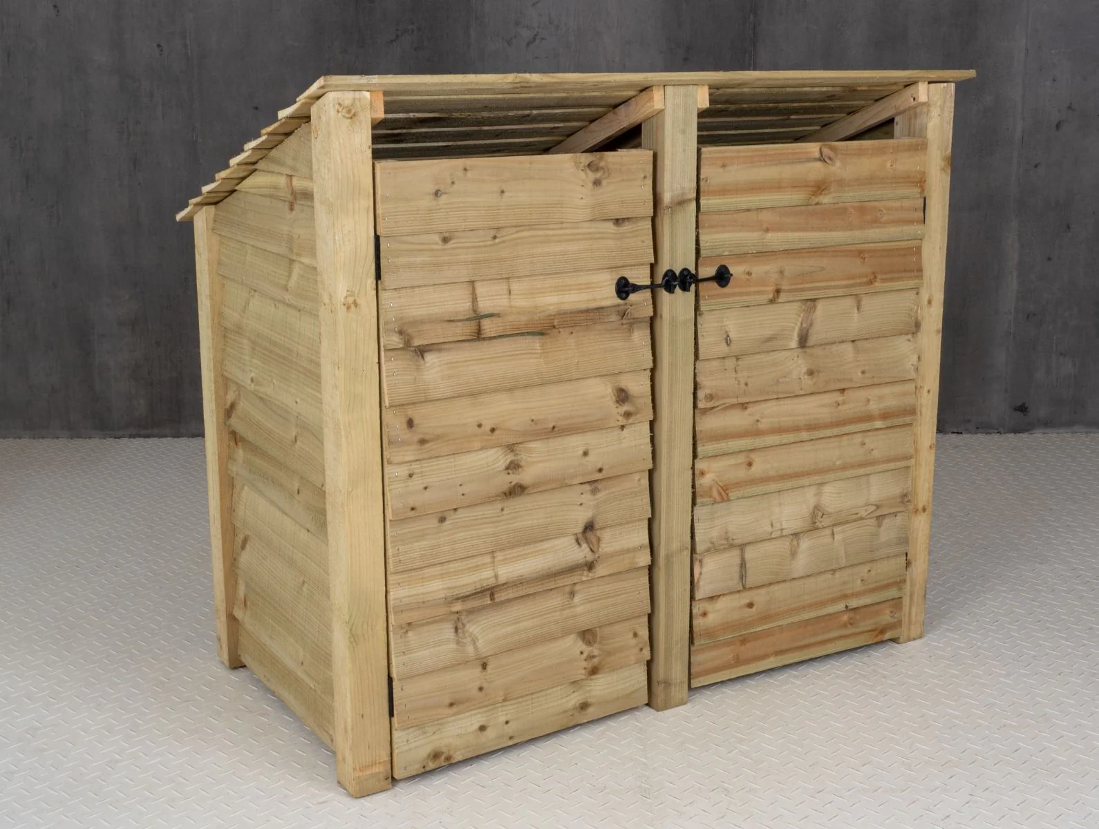 Wooden Log Store (Roof Sloping Back) with Door W-146cm, H-126cm or 180cm, D-88cm - Image 4
