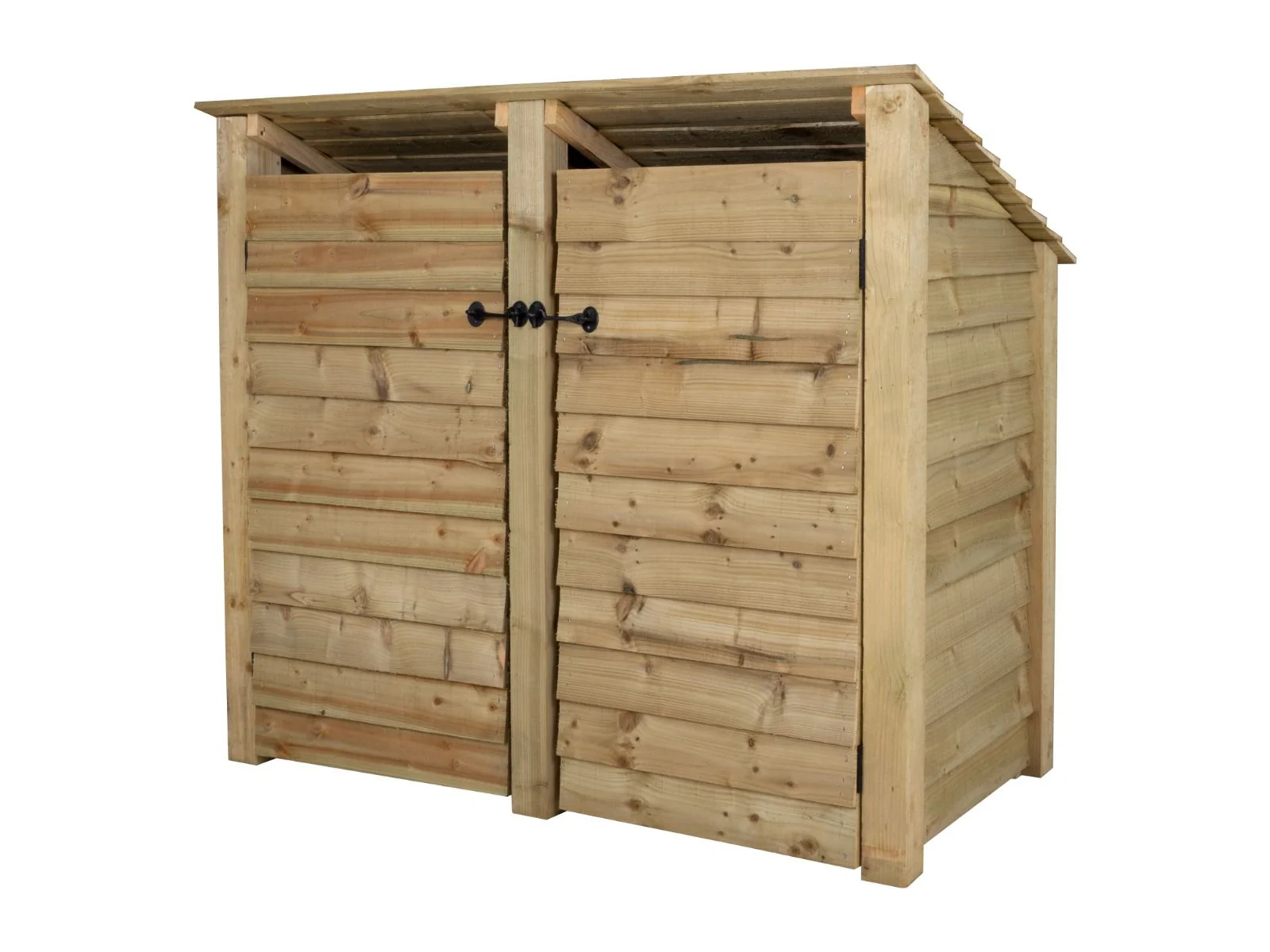Wooden Log Store (Roof Sloping Back) with Door W-146cm, H-126cm or 180cm, D-88cm - Image 5