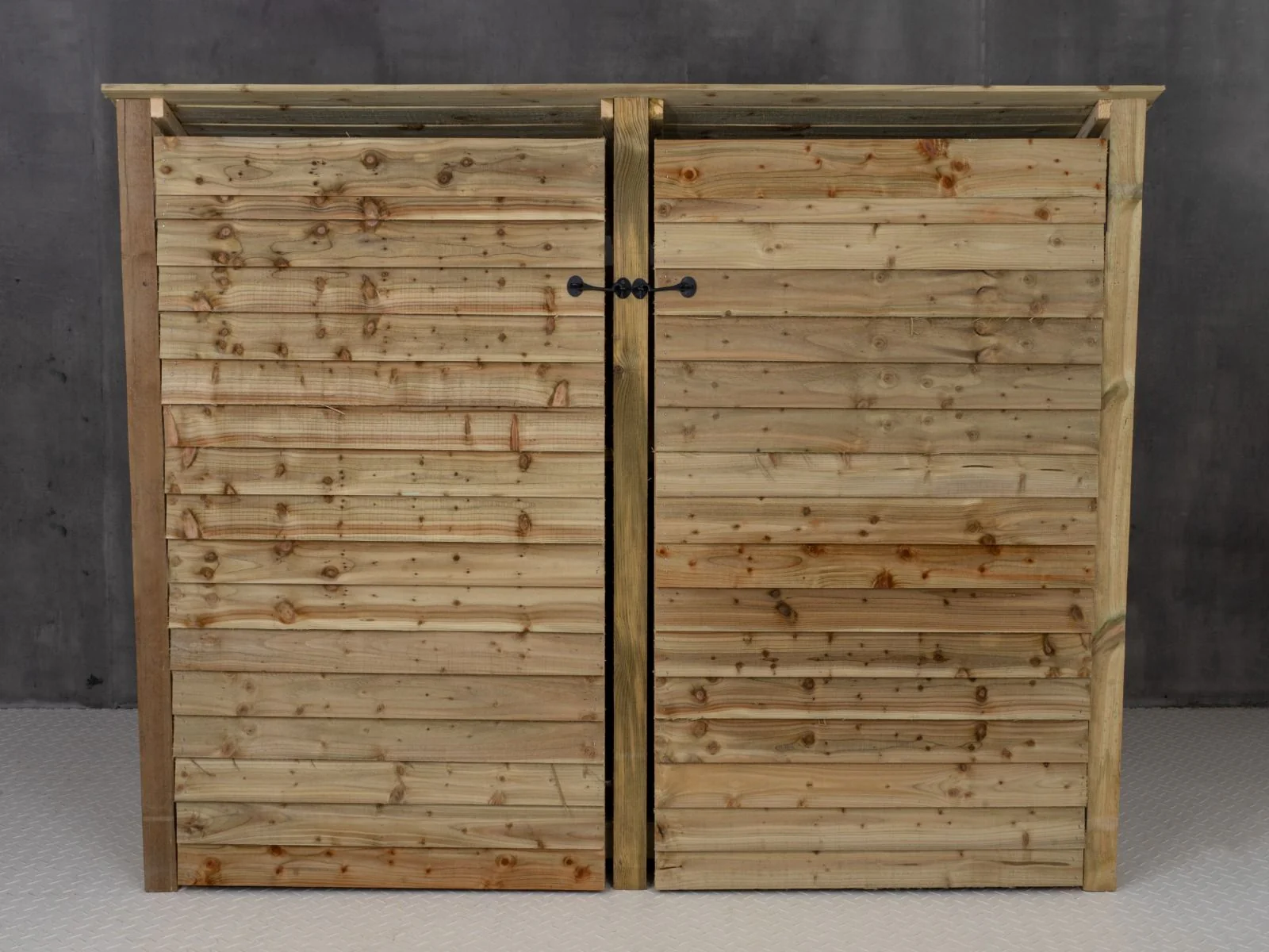 Wooden Log Store (Roof Sloping Back) with Doors and Shelf W-227cm, H-126cm or 180cm, D-88cm - Image 4